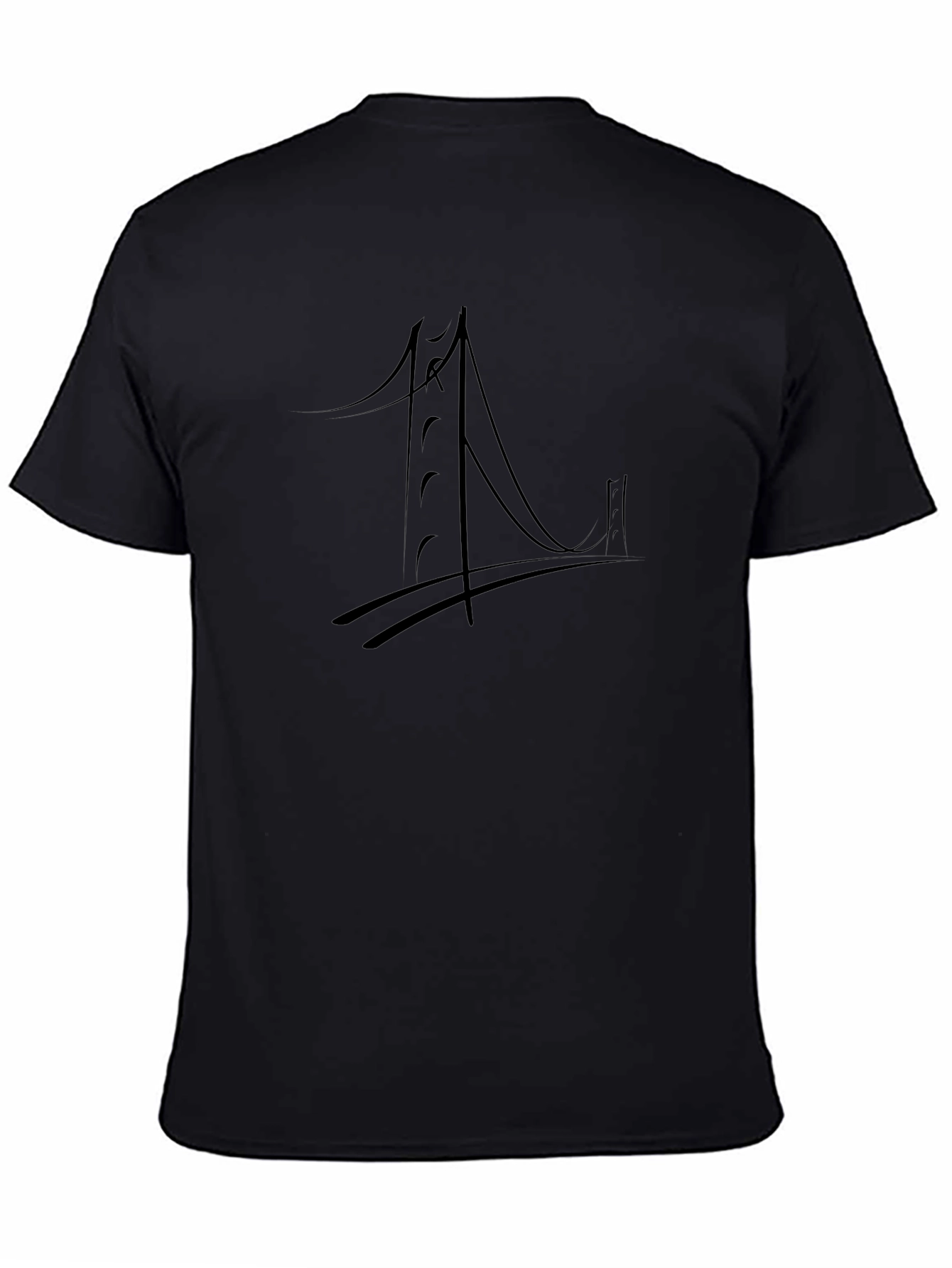 Abstract Bridge Graphic Tee - Black Cotton Blend