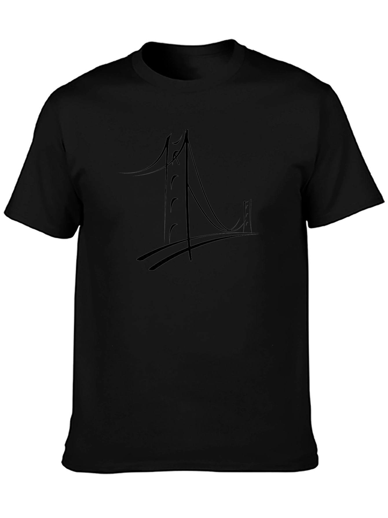 Abstract Bridge Graphic Tee - Black Cotton Blend