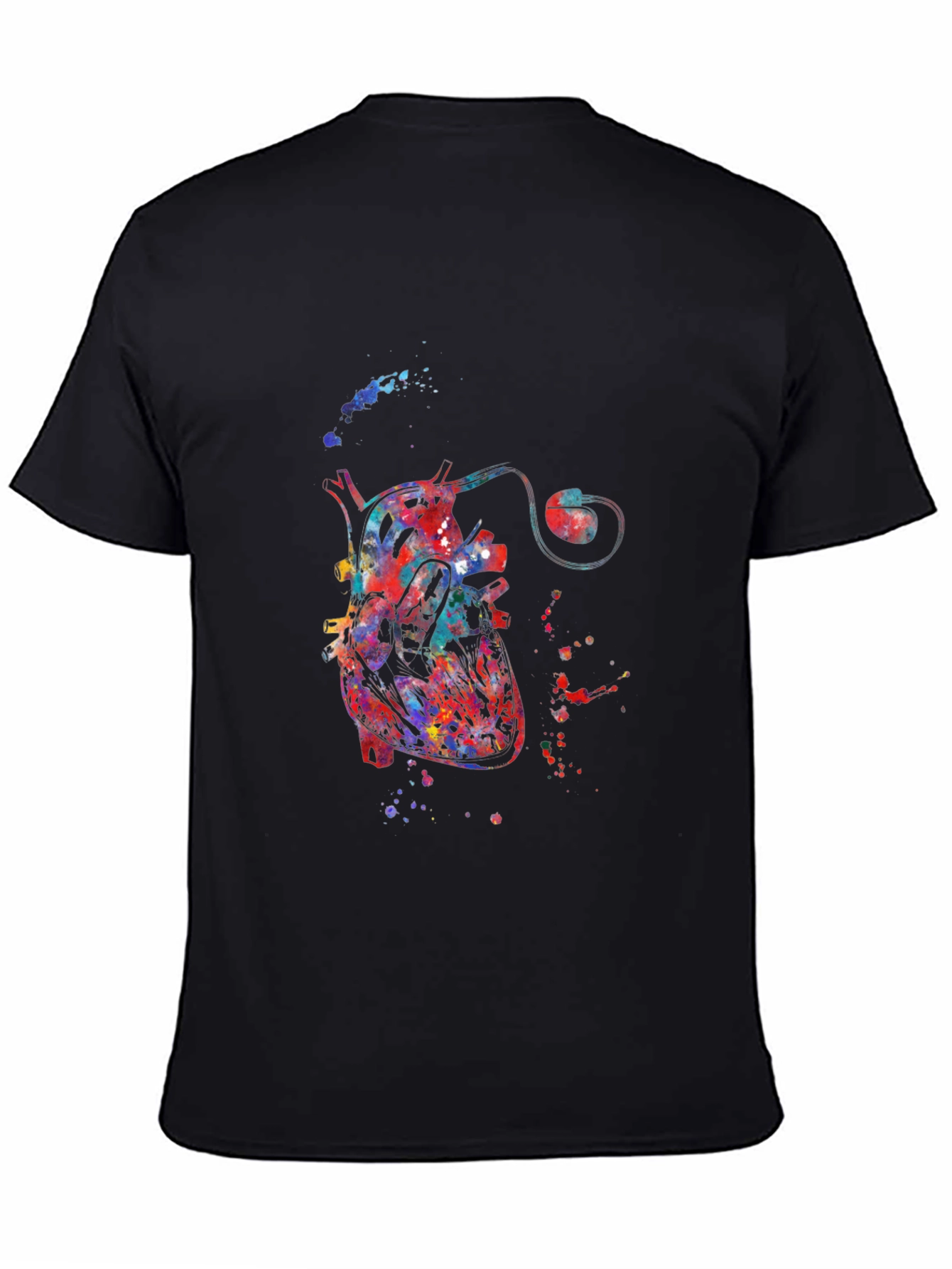 Watercolor Heart Black T-Shirt
