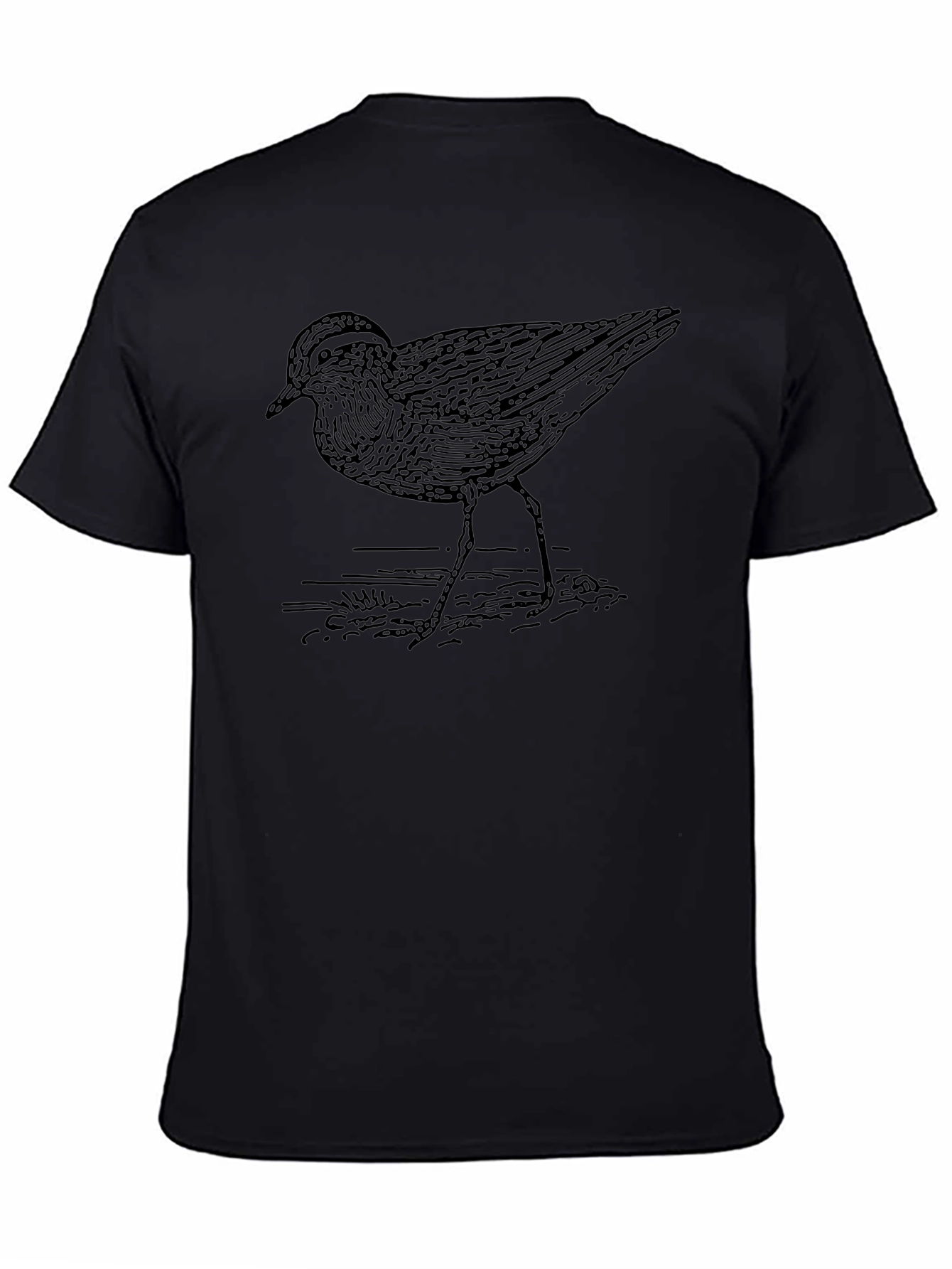 Bird Graphic Tee - Unisex Black Cotton T-Shirt