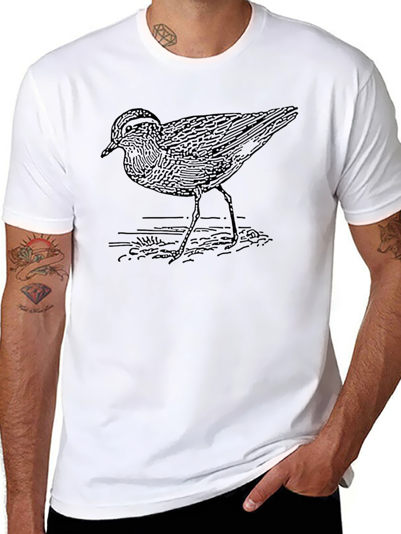 Bird Graphic Tee - Unisex Black Cotton T-Shirt