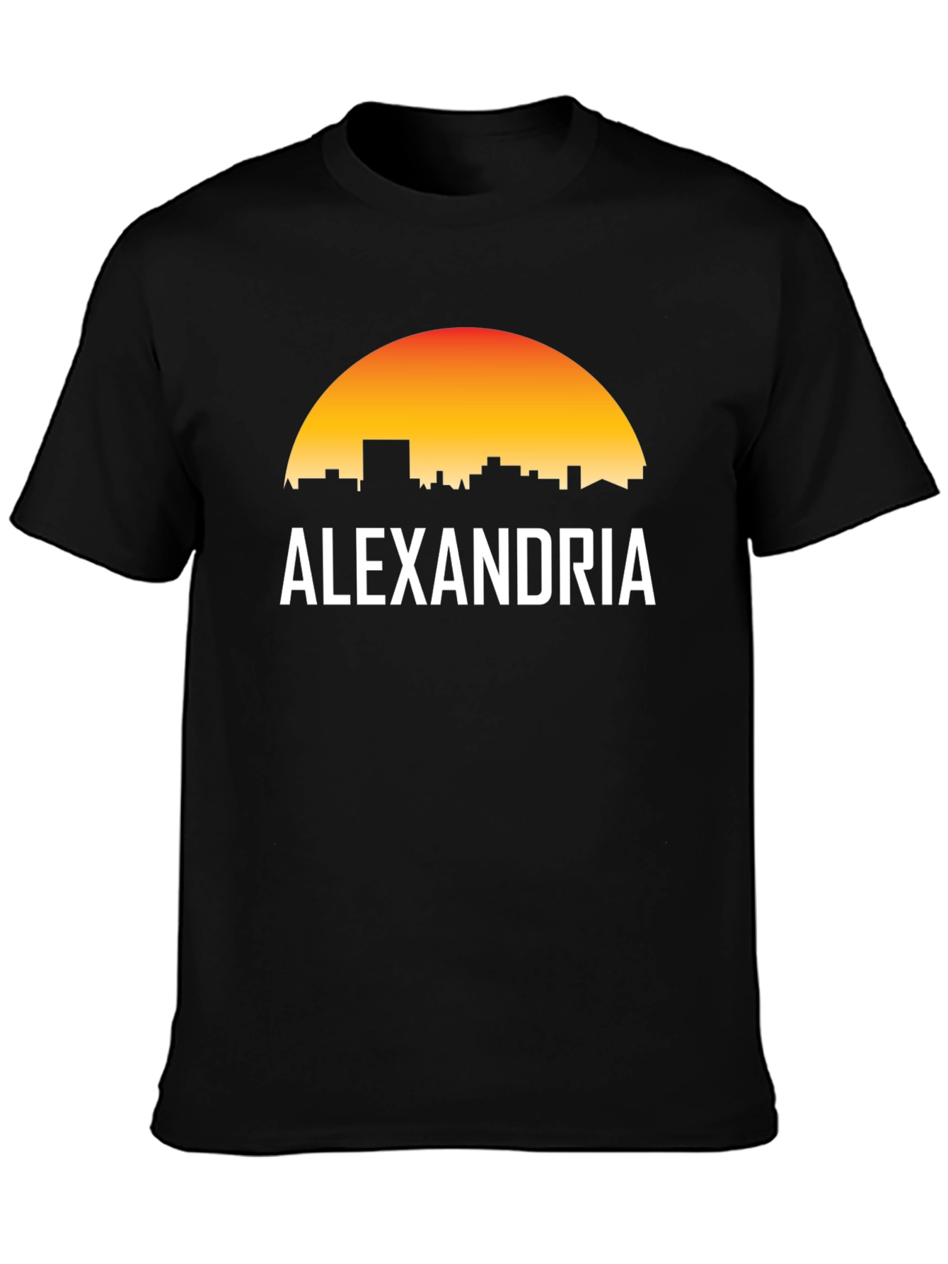 Alexandria Skyline Graphic T-Shirt - Sunset Design