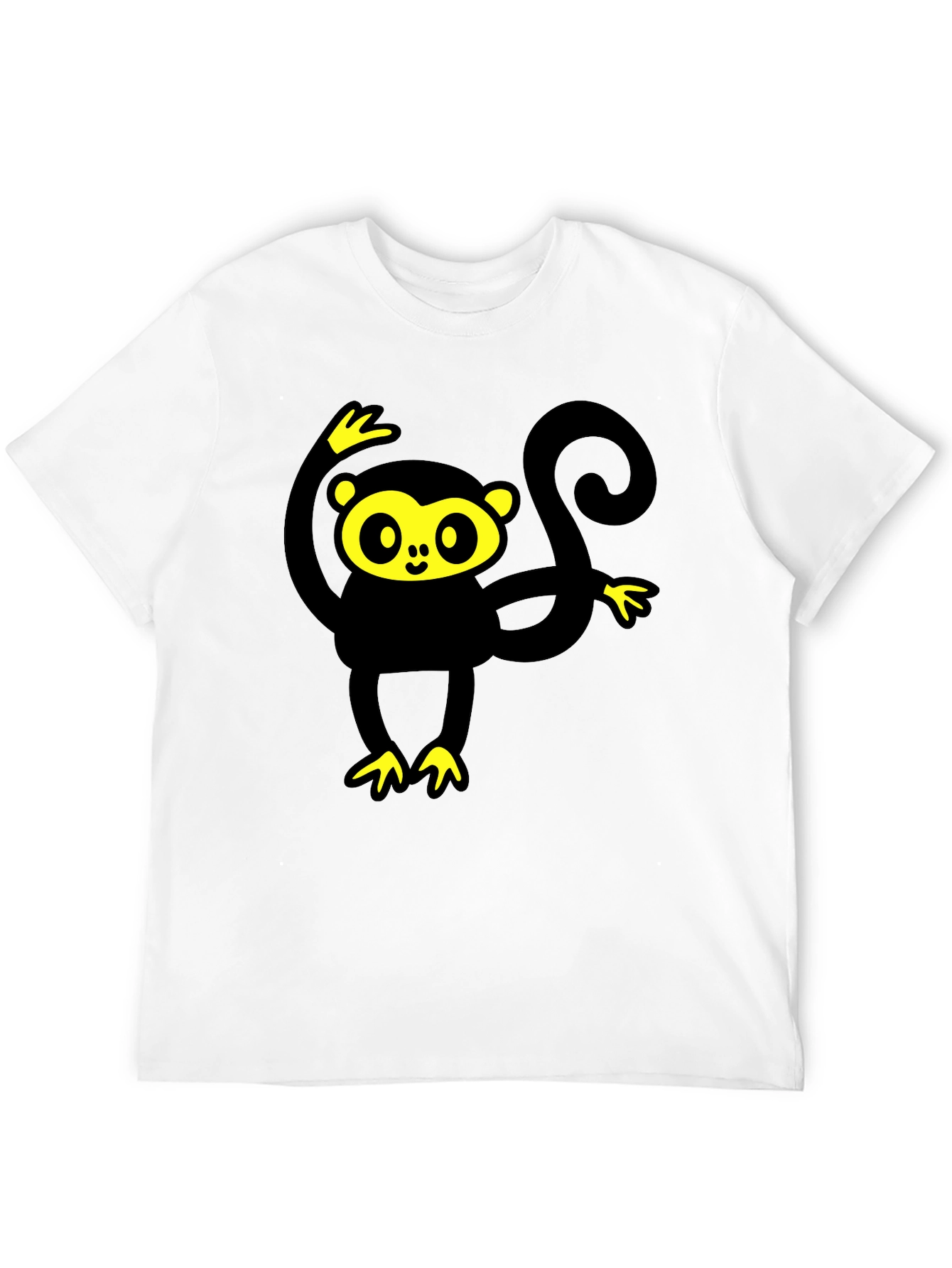 Black T-Shirt with Cartoon Monkey Graphic