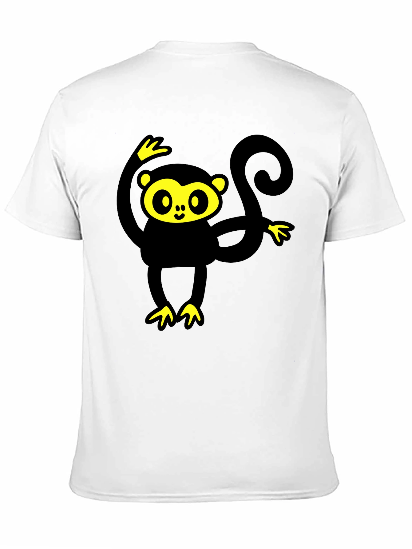 Black T-Shirt with Cartoon Monkey Graphic