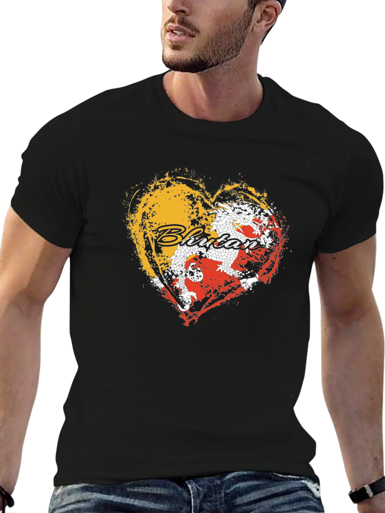 Bhutan Flag Heart T-Shirt