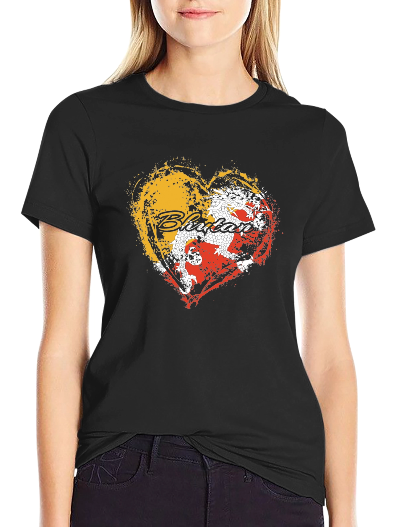 Bhutan Flag Heart T-Shirt