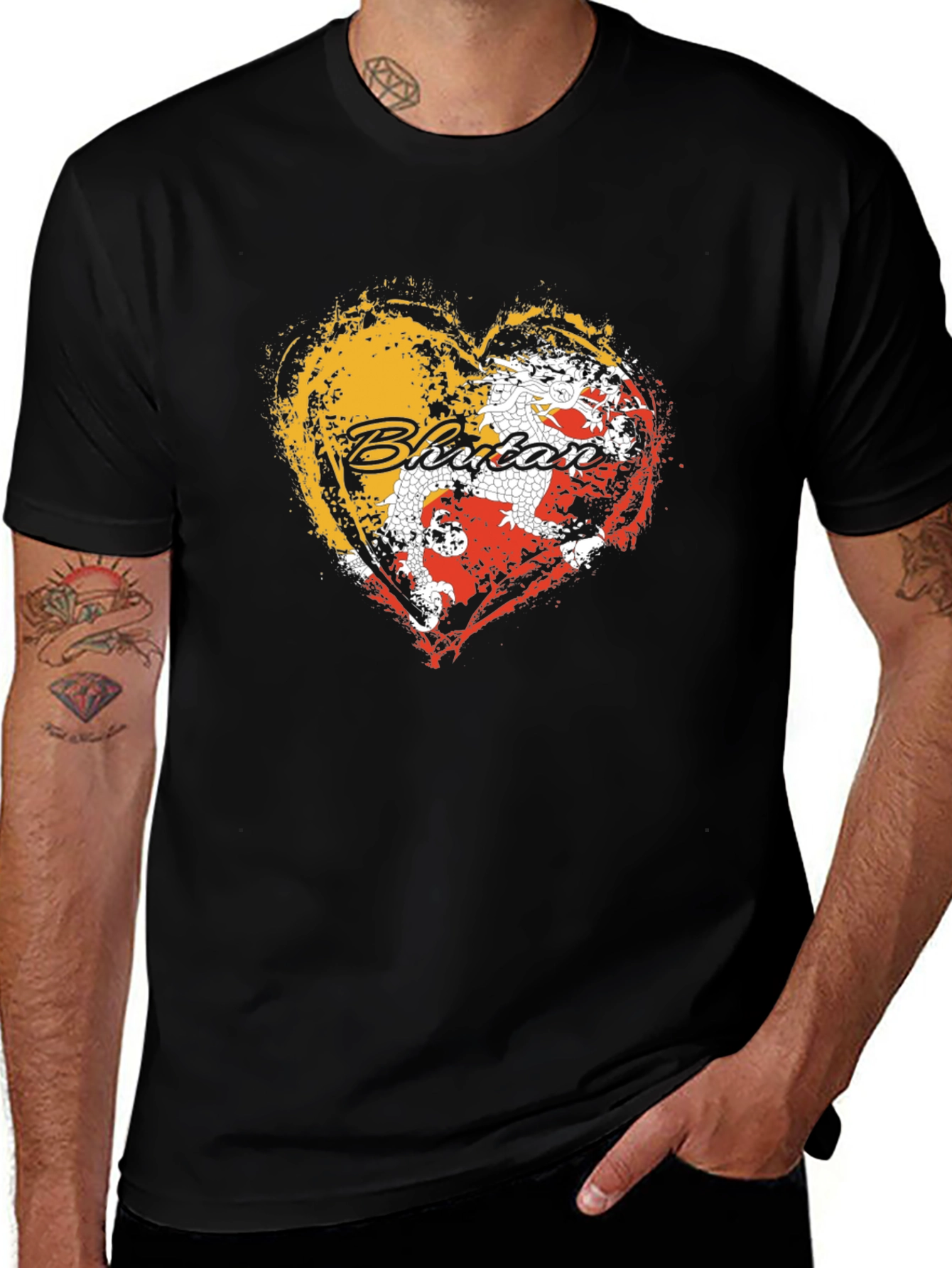 Bhutan Flag Heart T-Shirt