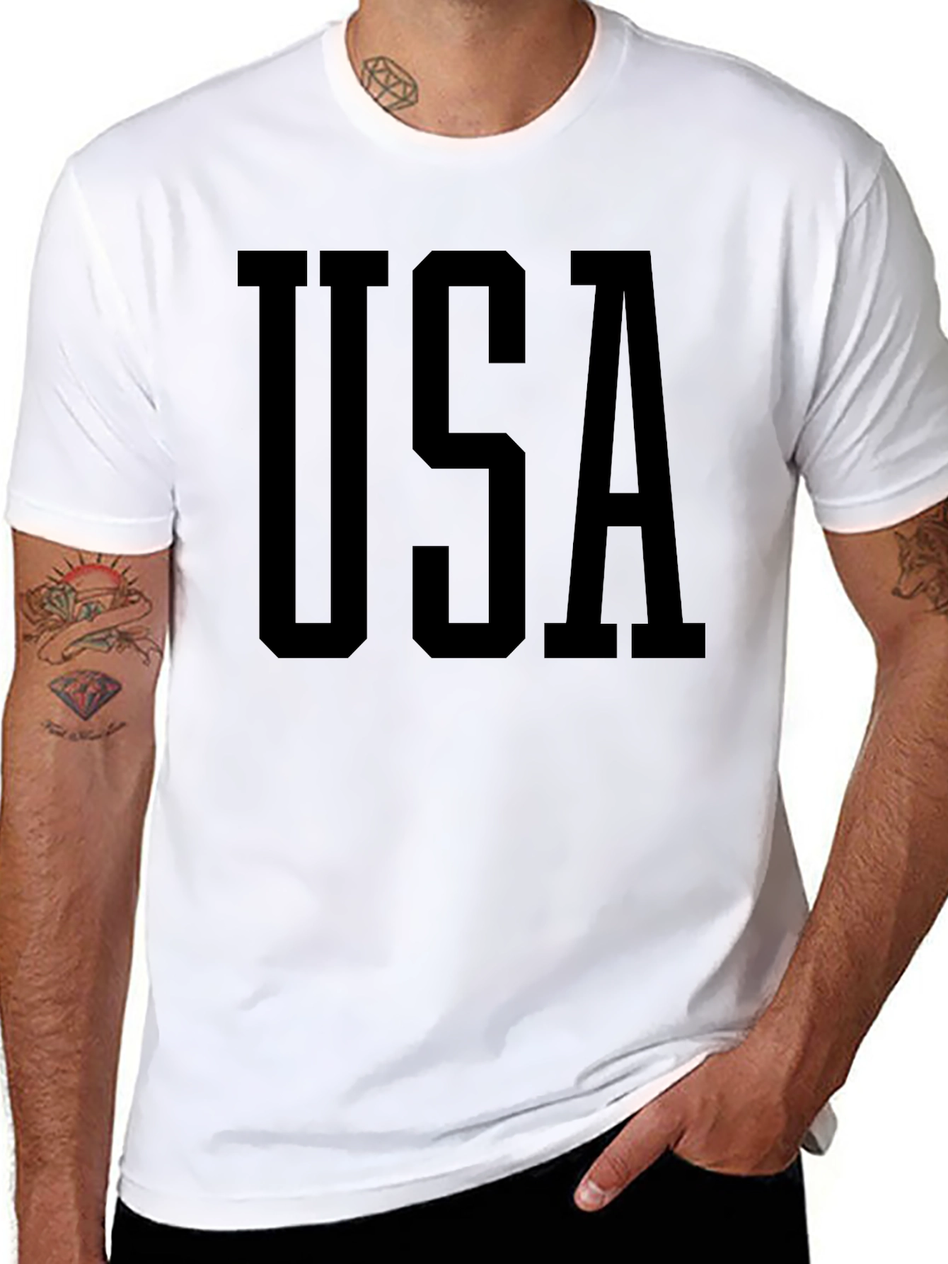 USA Bold Graphic Print Crew Neck T-Shirt