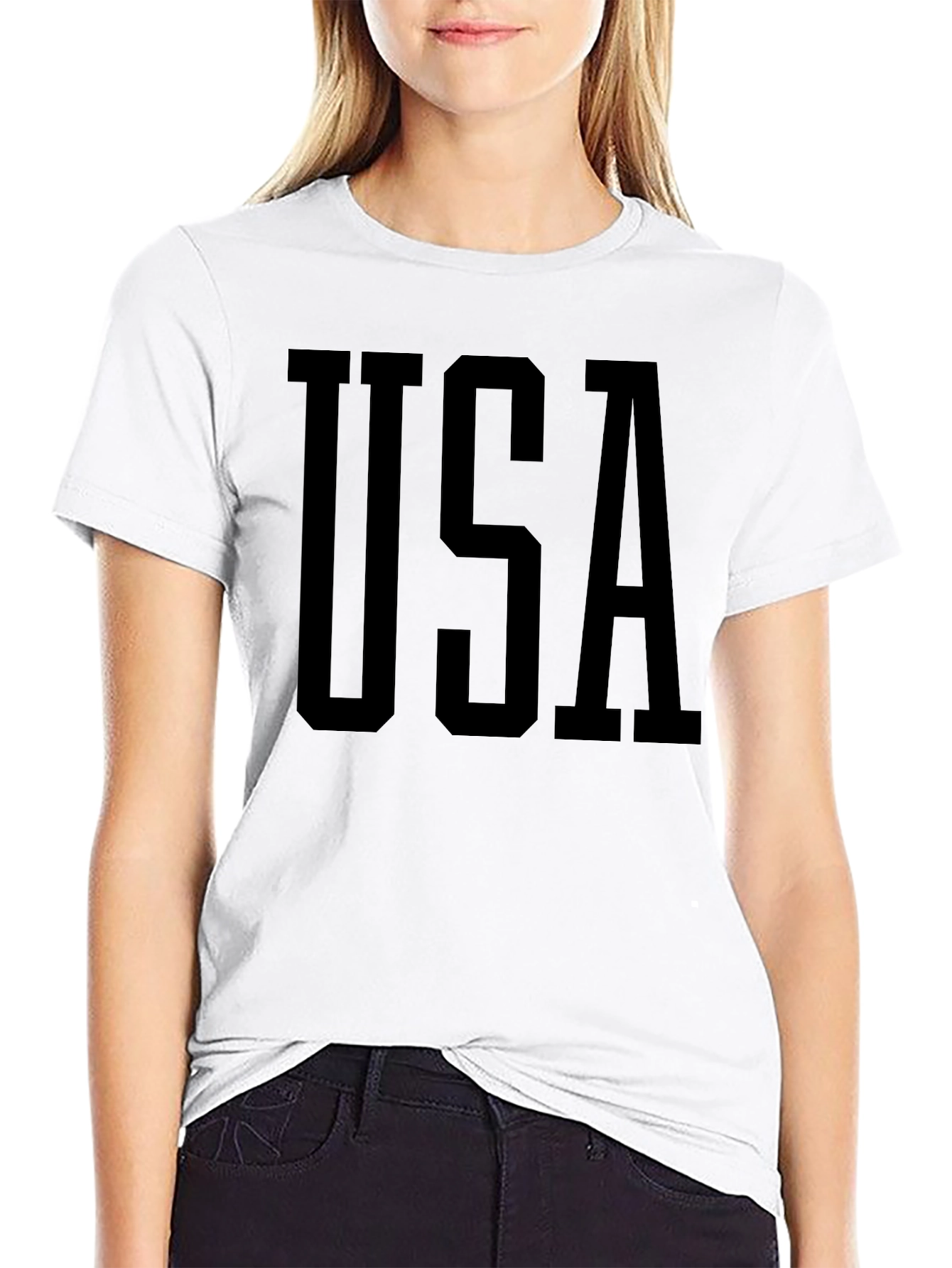 USA Bold Graphic Print Crew Neck T-Shirt