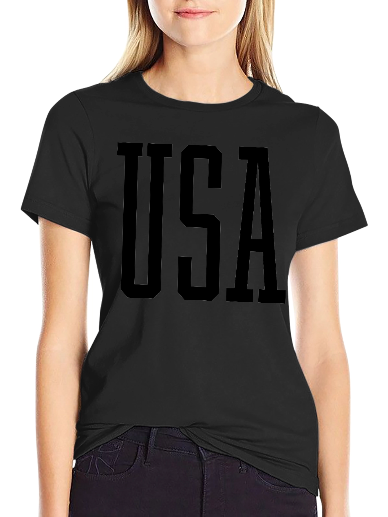 USA Bold Graphic Print Crew Neck T-Shirt