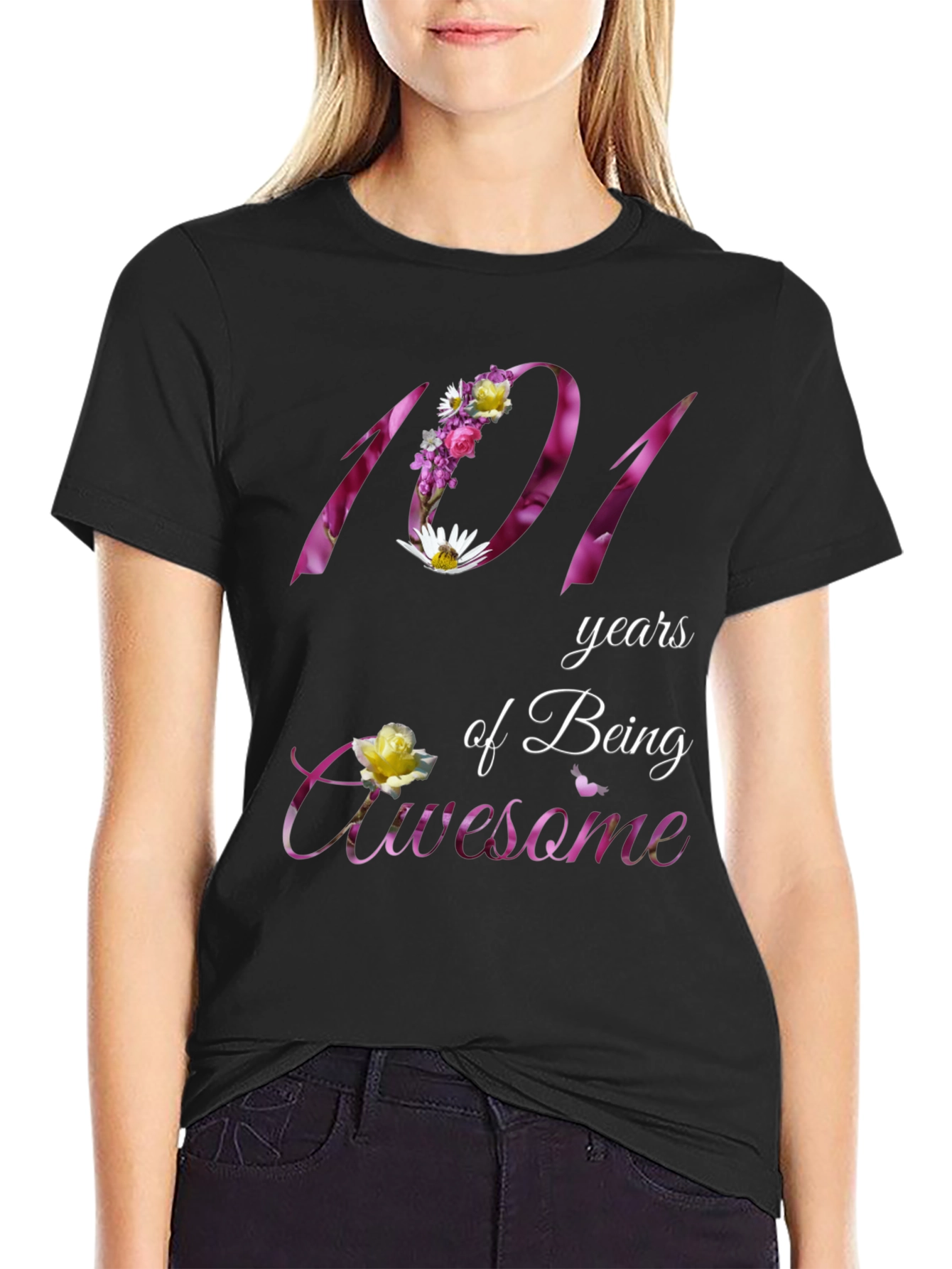 101 Years of Being Awesome Floral T-Shirt