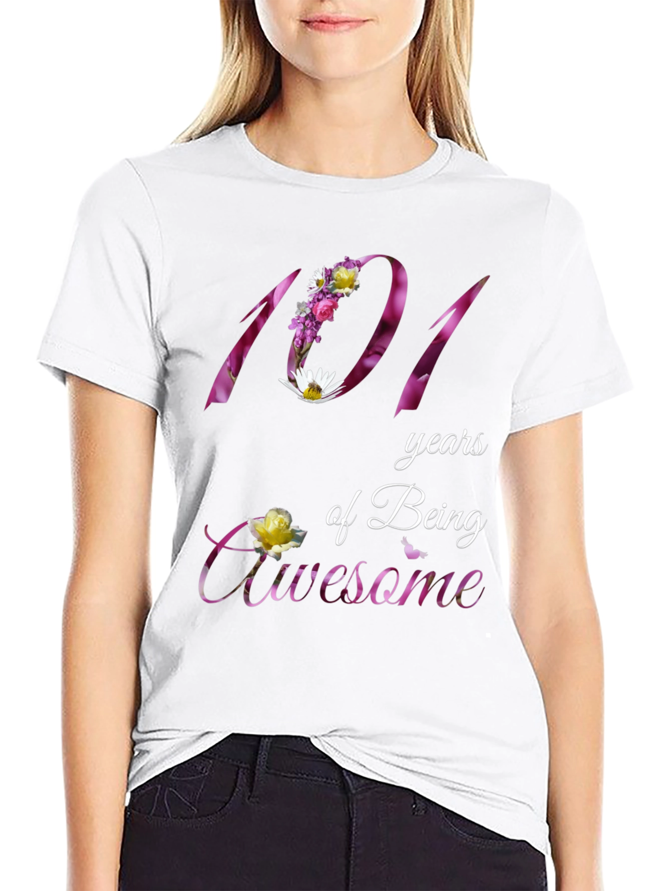 101 Years of Being Awesome Floral T-Shirt