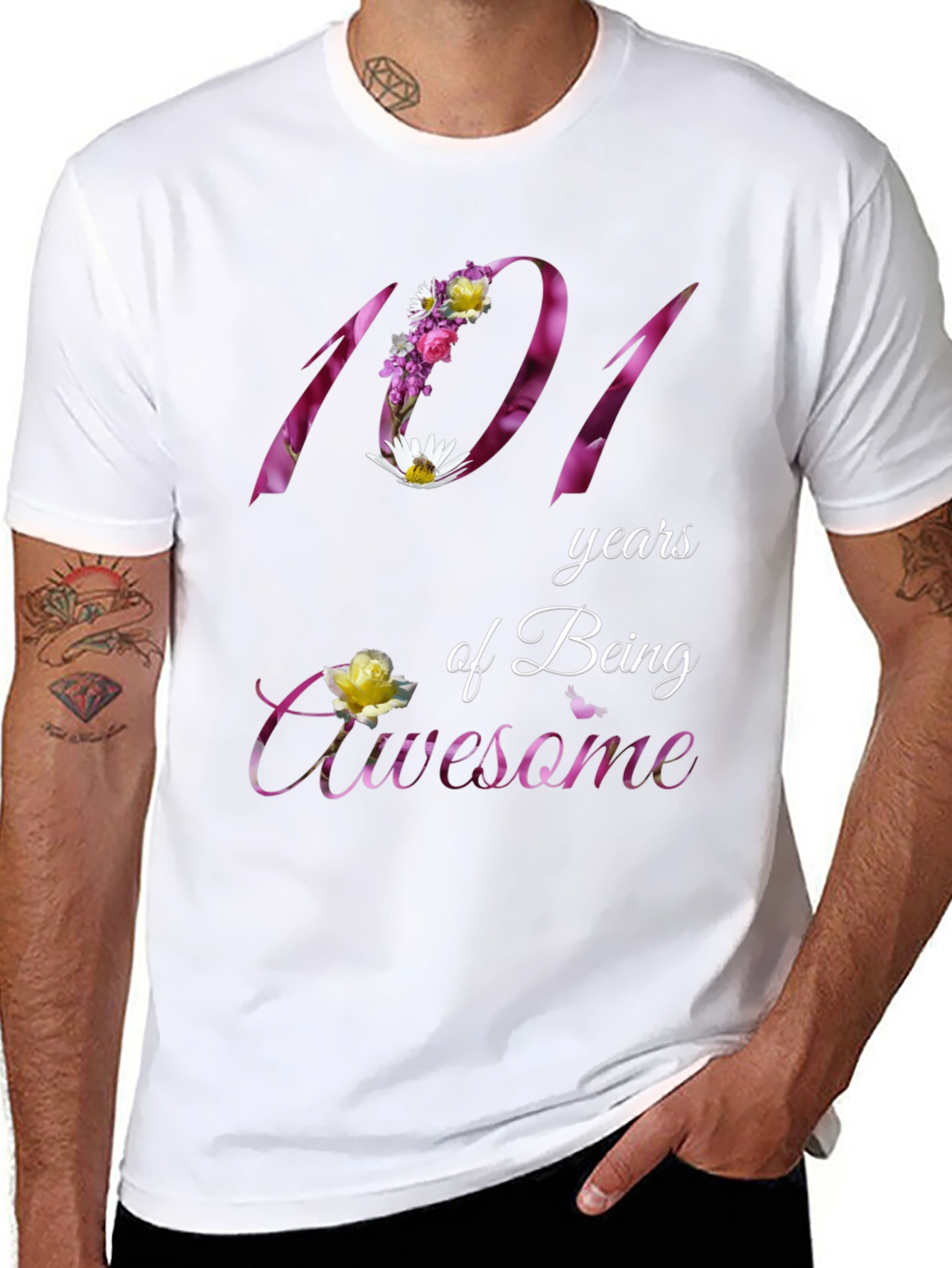 101 Years of Being Awesome Floral T-Shirt