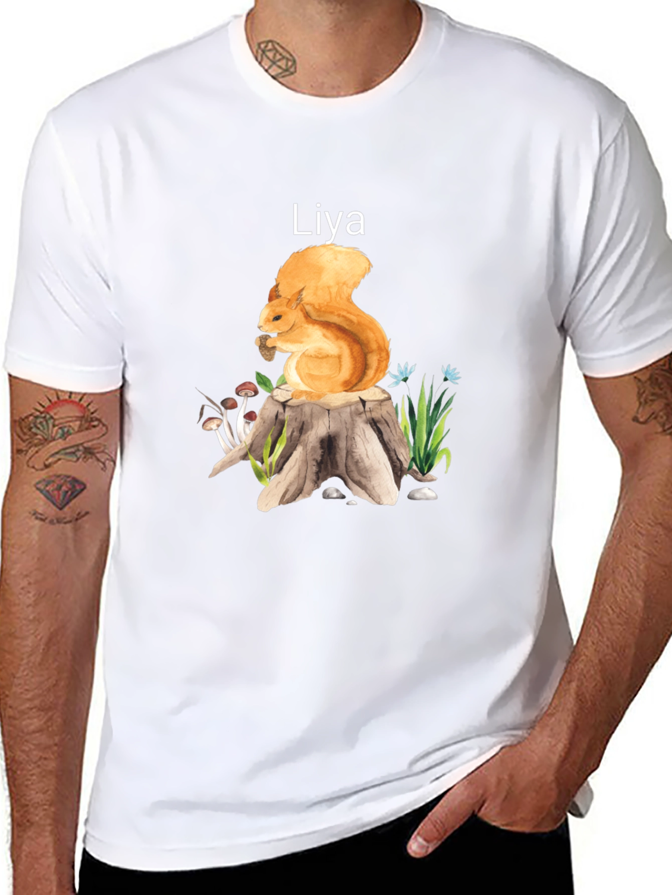 Squirrel on Stump Personalized Tee