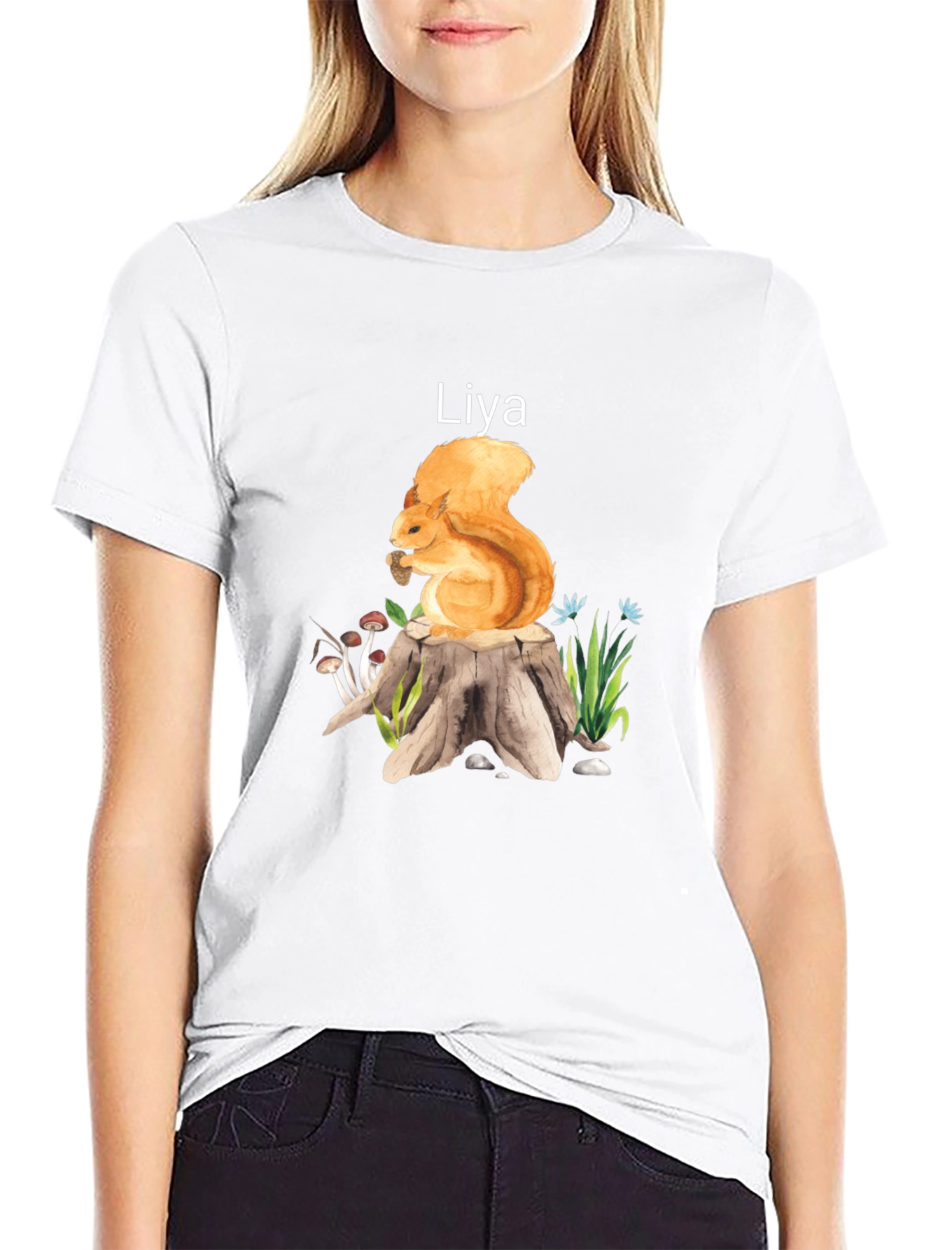 Squirrel on Stump Personalized Tee
