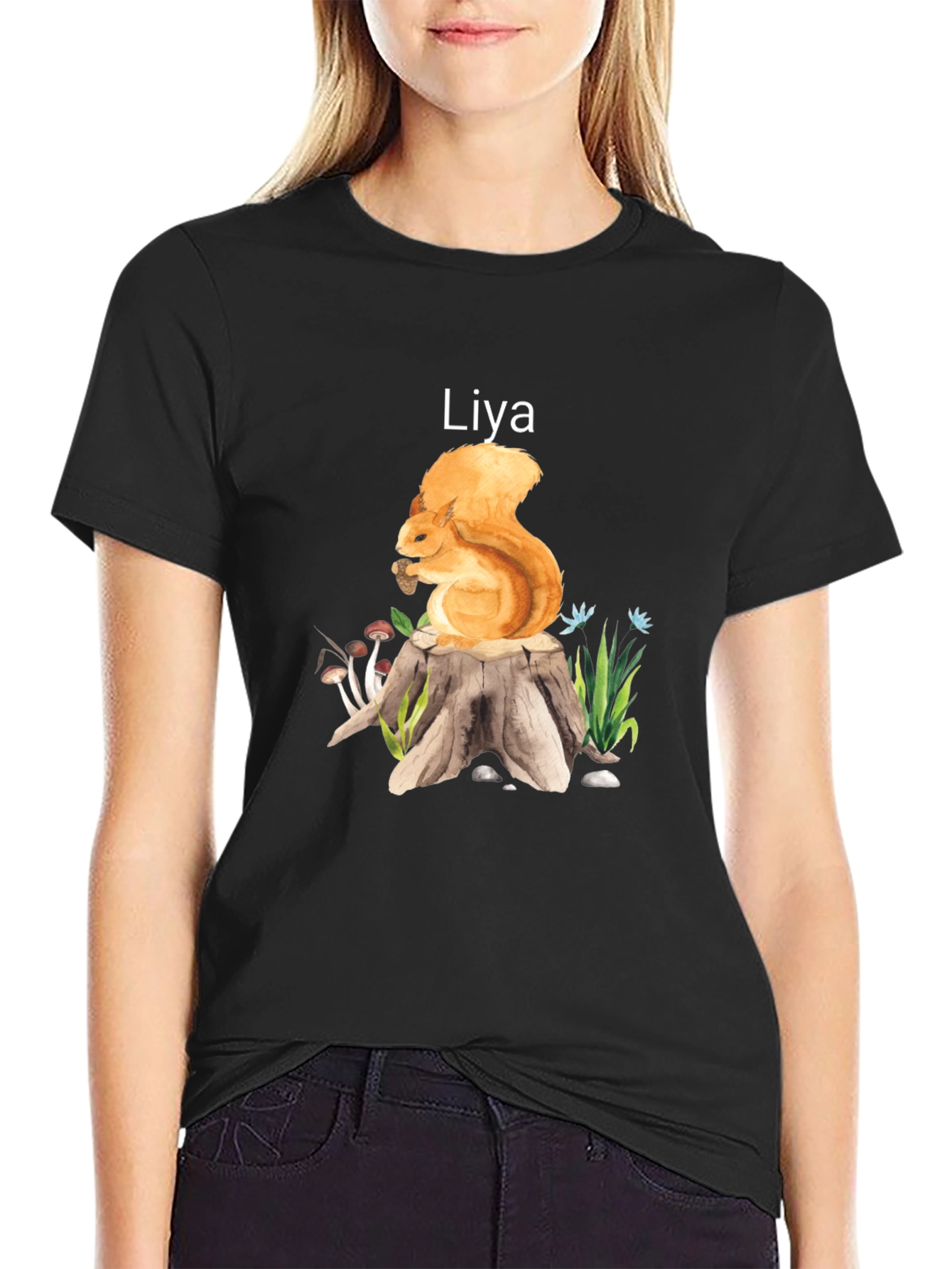 Squirrel on Stump Personalized Tee