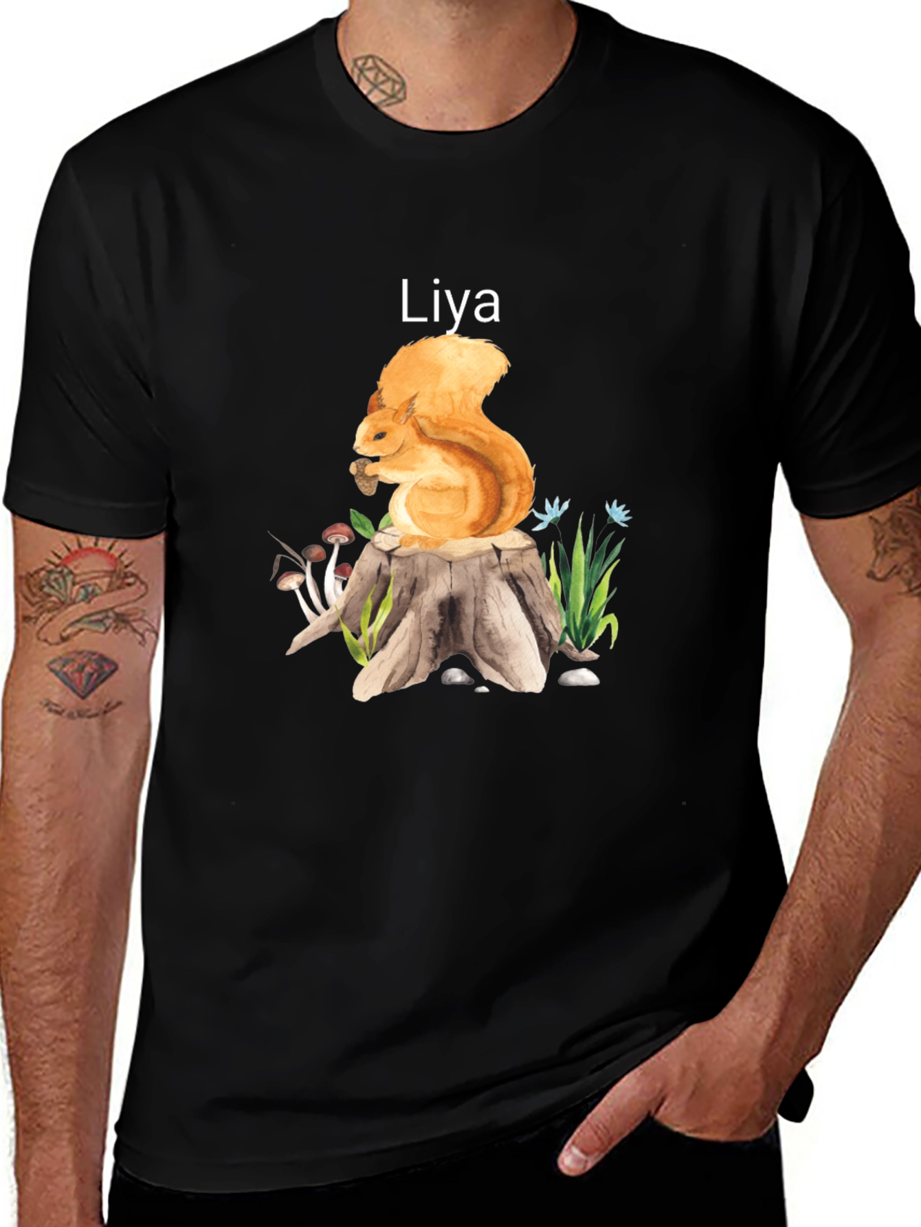 Squirrel on Stump Personalized Tee