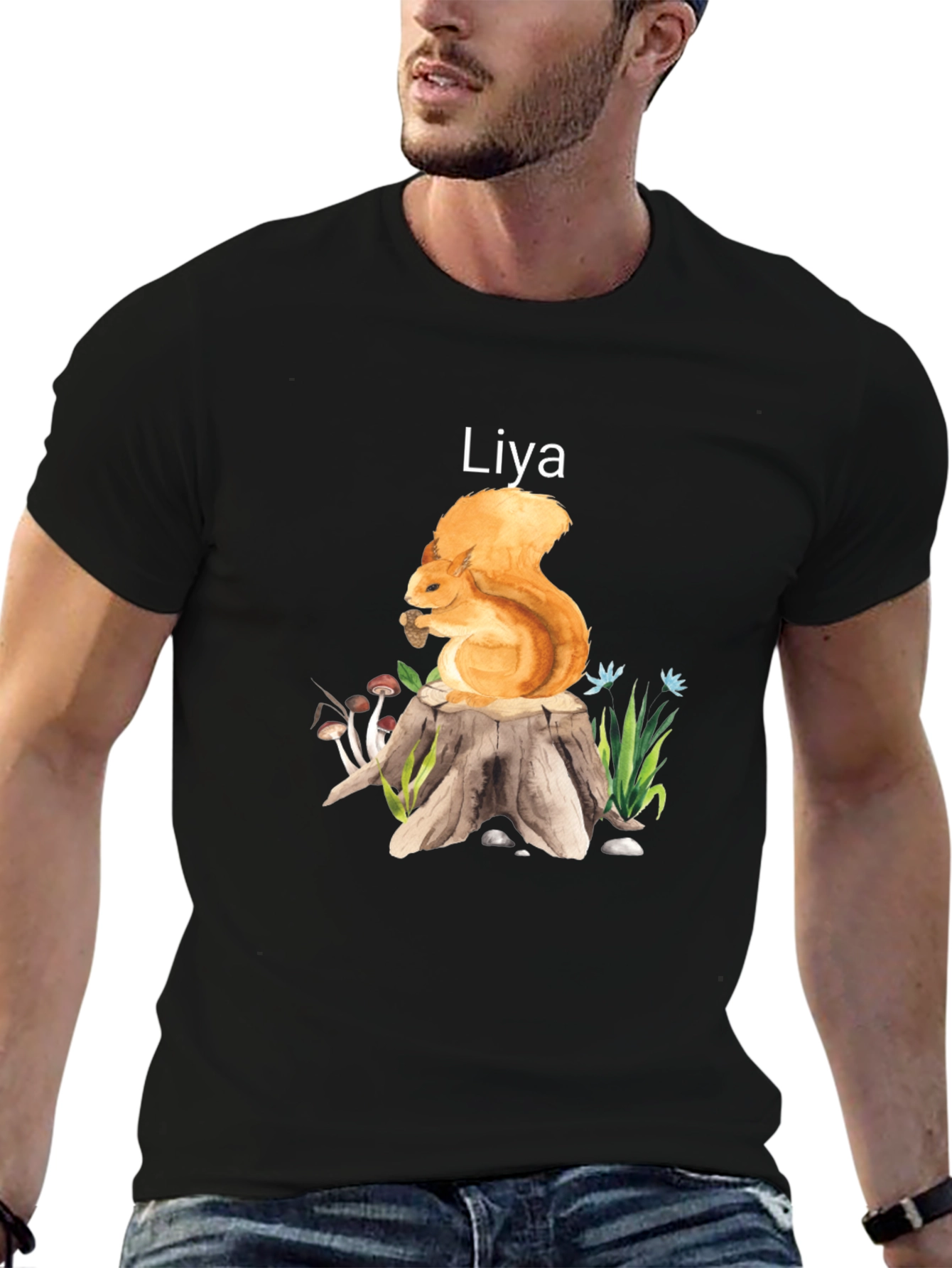 Squirrel on Stump Personalized Tee