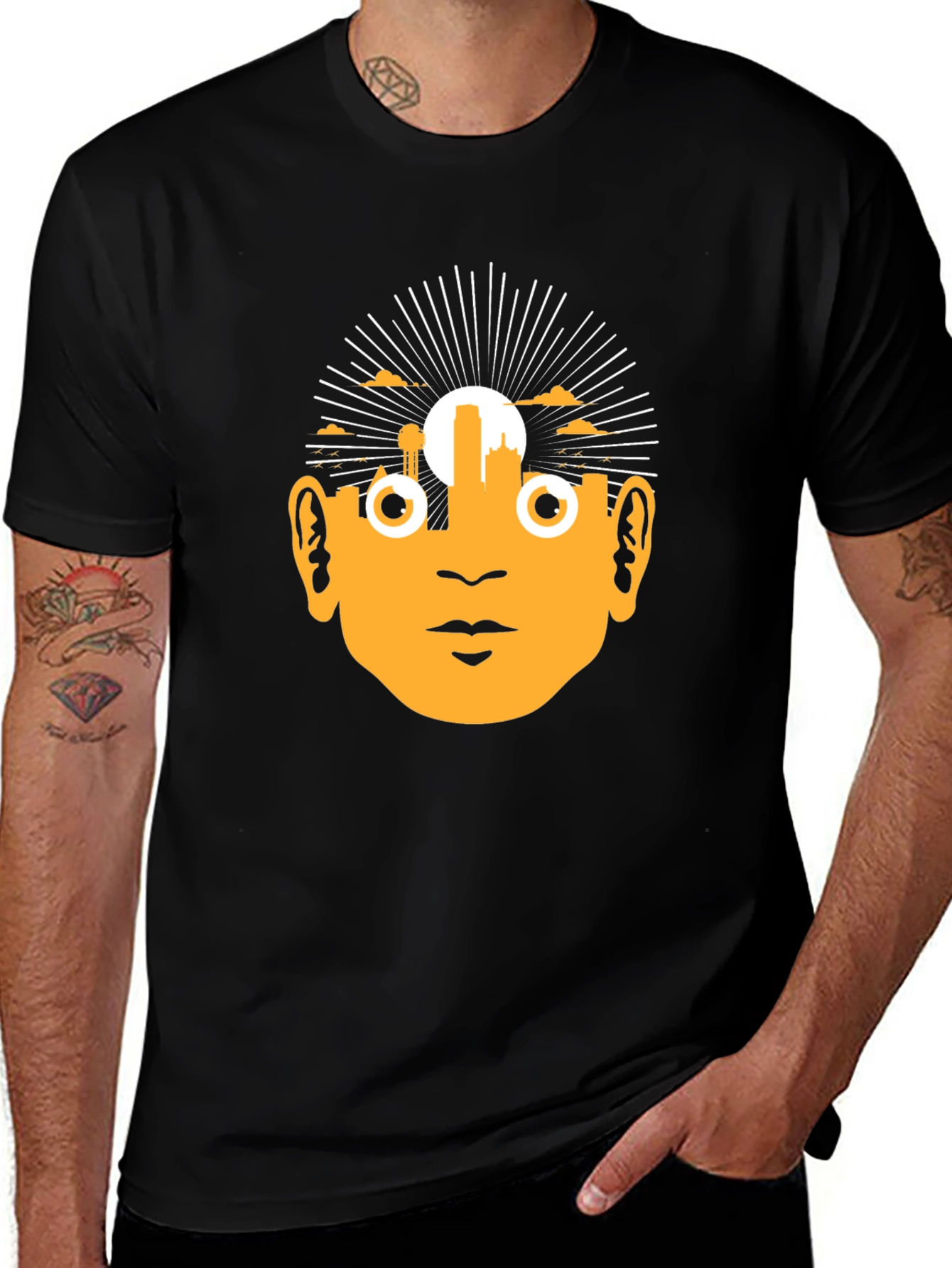 Unique Graphic Tee - Retro Face Design
