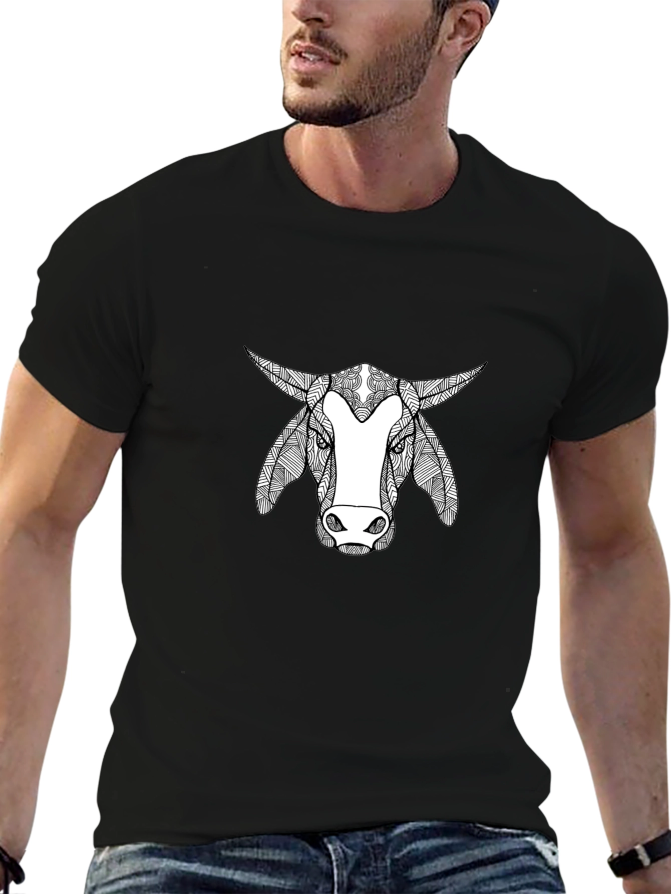 Bull Graphic Print Crew Neck T-Shirt