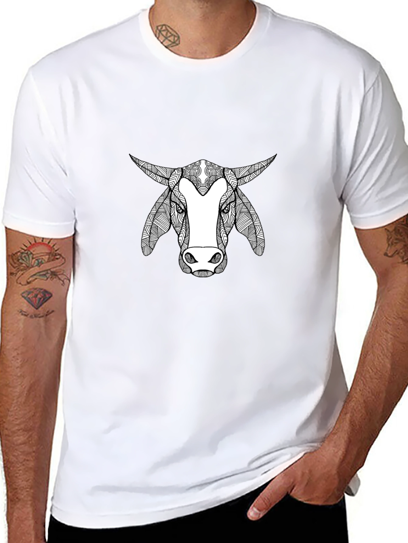 Bull Graphic Print Crew Neck T-Shirt