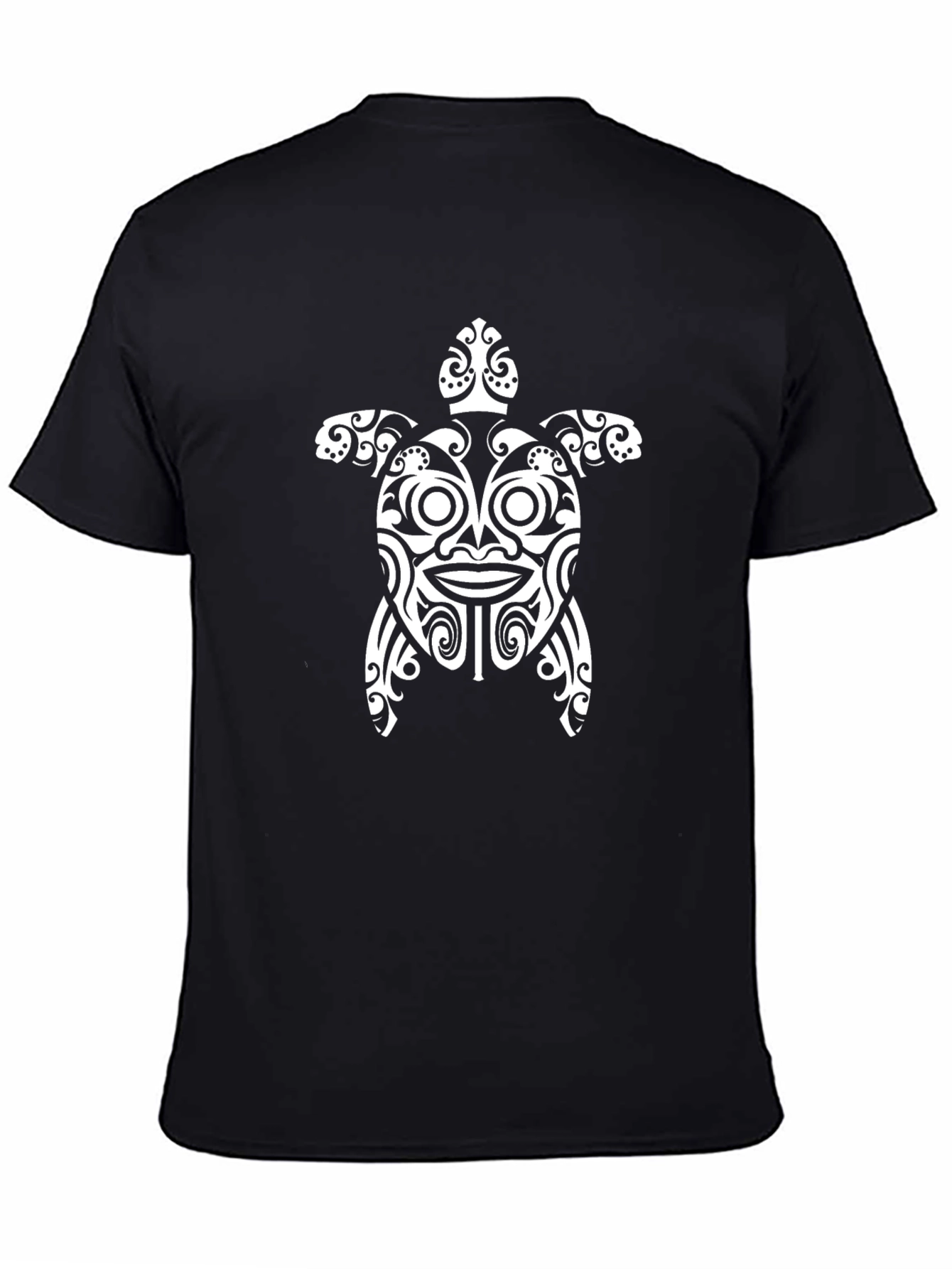 Turtle Tribal Design T-Shirt - Black