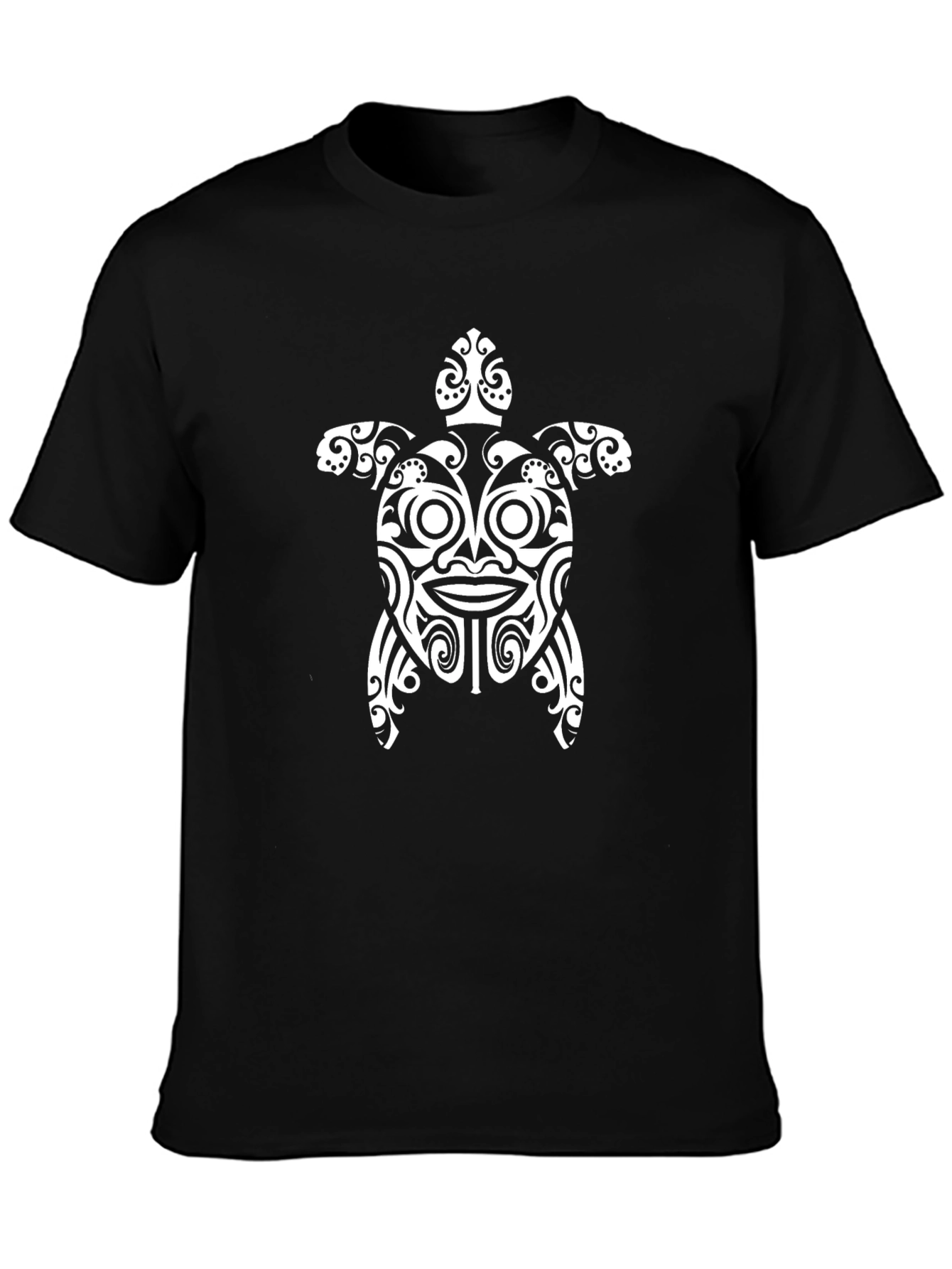 Turtle Tribal Design T-Shirt - Black