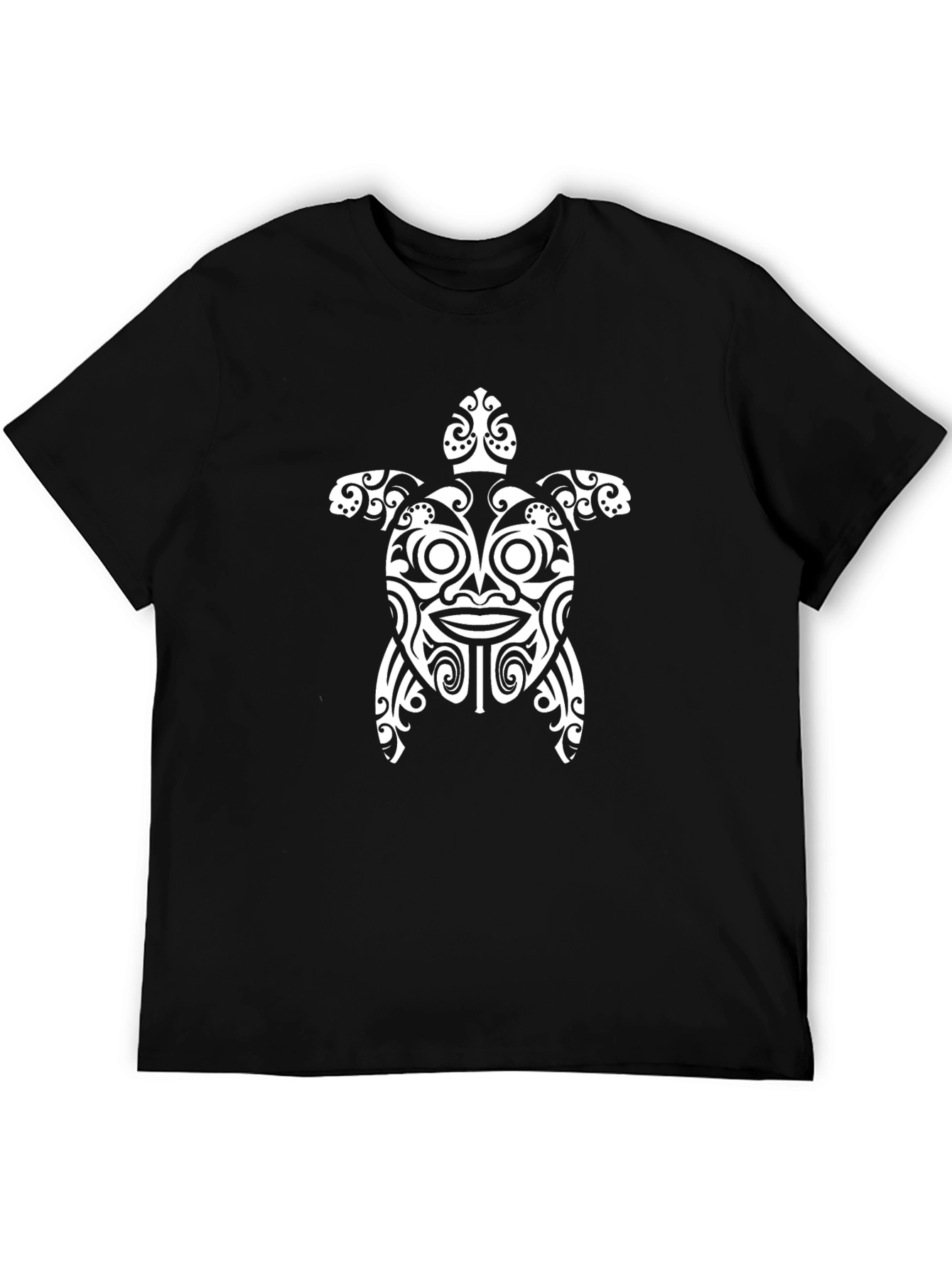 Turtle Tribal Design T-Shirt - Black