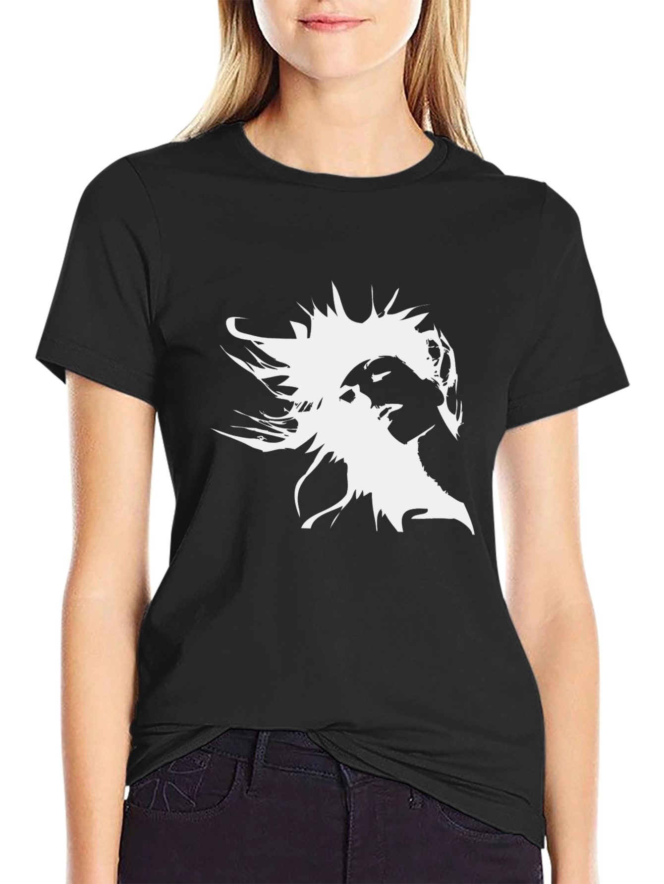 Abstract Silhouette Graphic Black T-Shirt