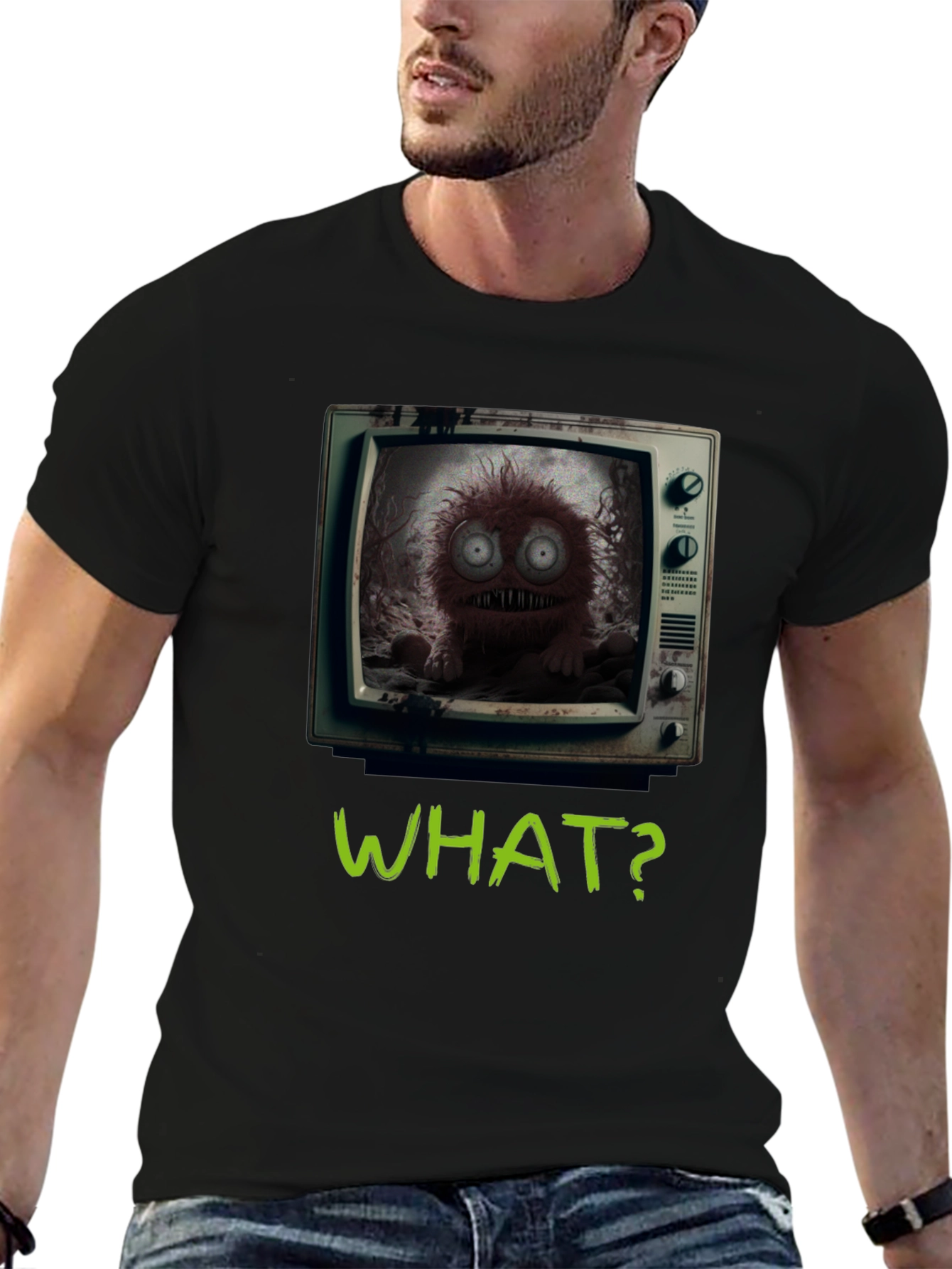 What? Monster TV Graphic Tee - Creepy Novelty T-Shirt