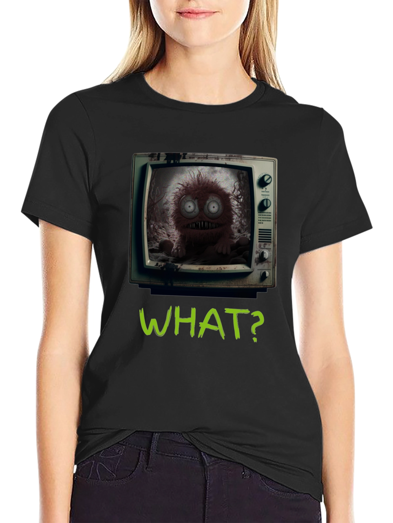 What? Monster TV Graphic Tee - Creepy Novelty T-Shirt