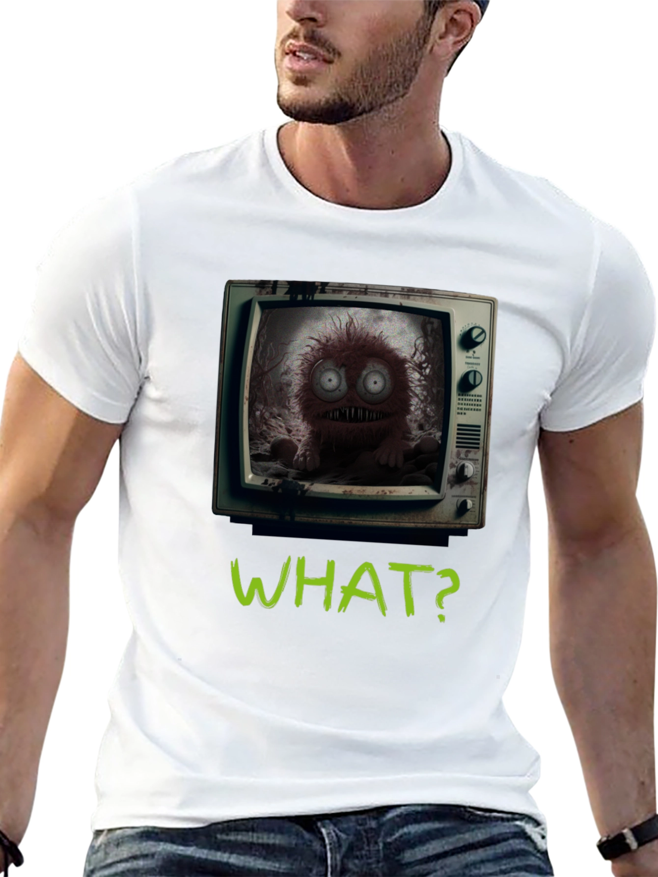 What? Monster TV Graphic Tee - Creepy Novelty T-Shirt