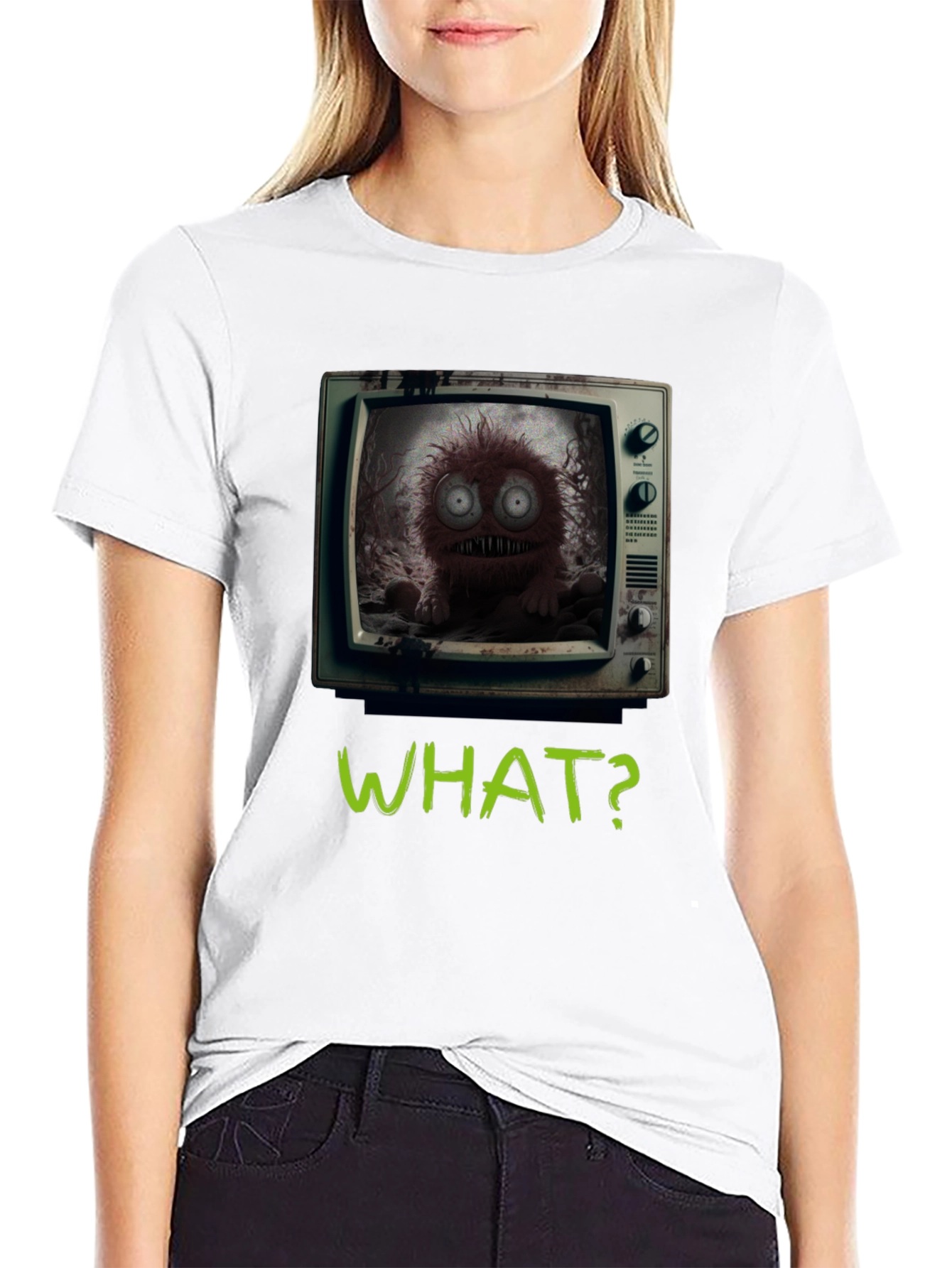 What? Monster TV Graphic Tee - Creepy Novelty T-Shirt