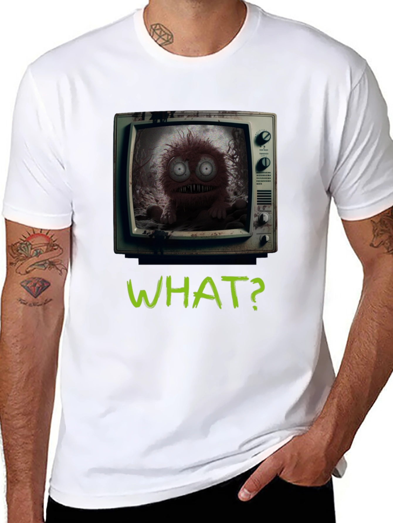 What? Monster TV Graphic Tee - Creepy Novelty T-Shirt