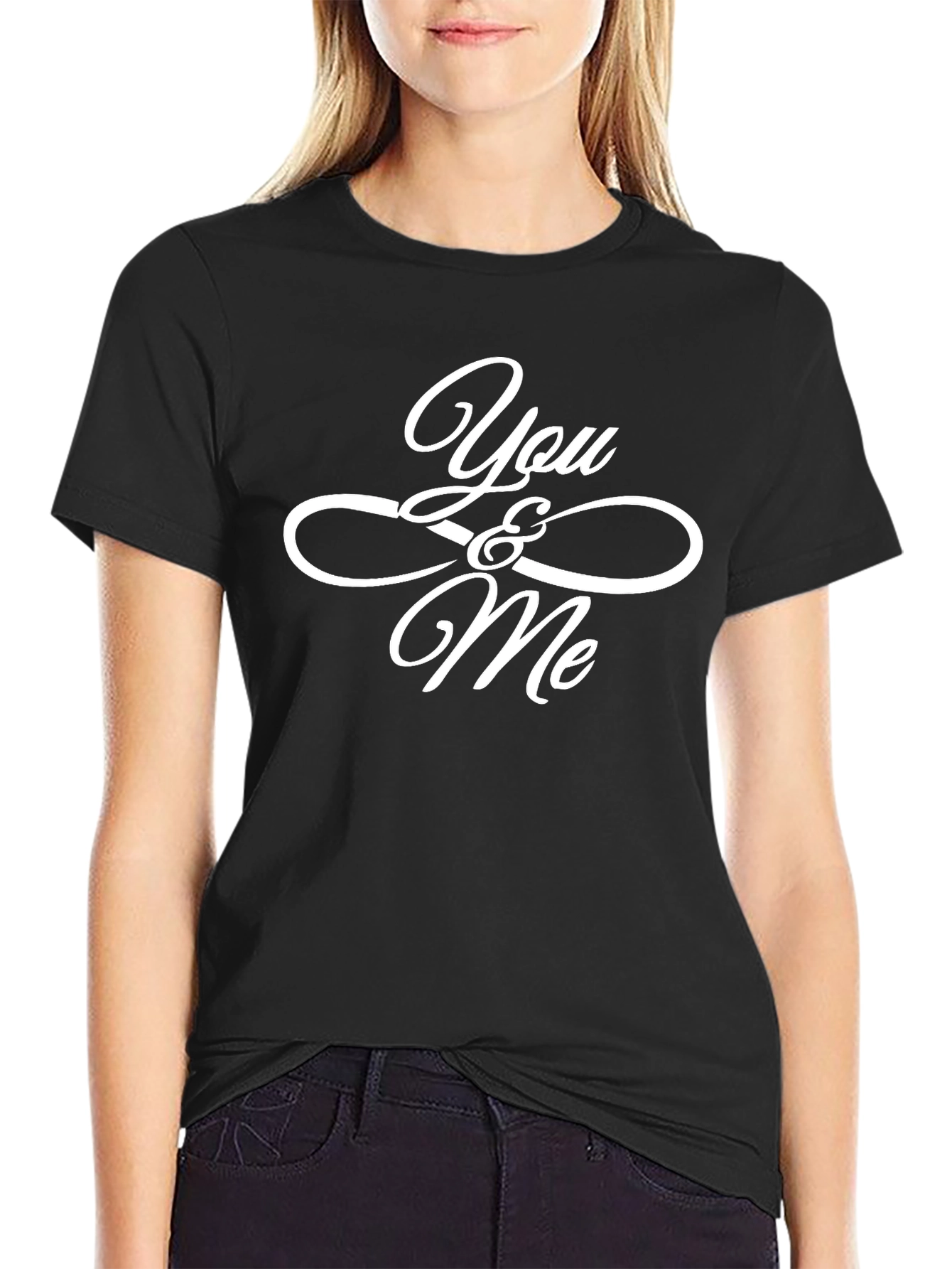 You & Me Infinity Graphic Black T-Shirt