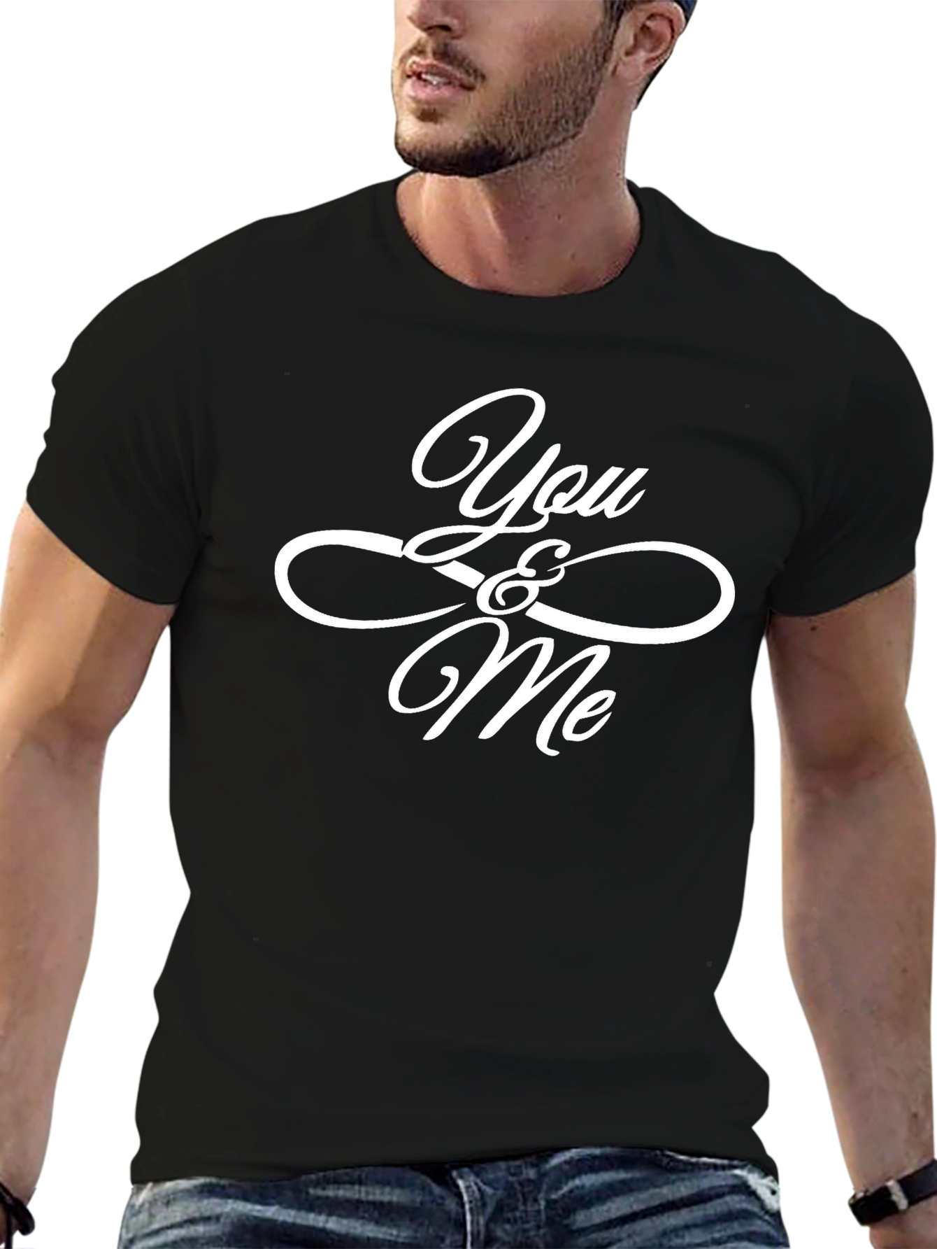 You & Me Infinity Graphic Black T-Shirt