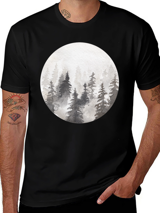 Watercolor Forest Graphic Tee - Black