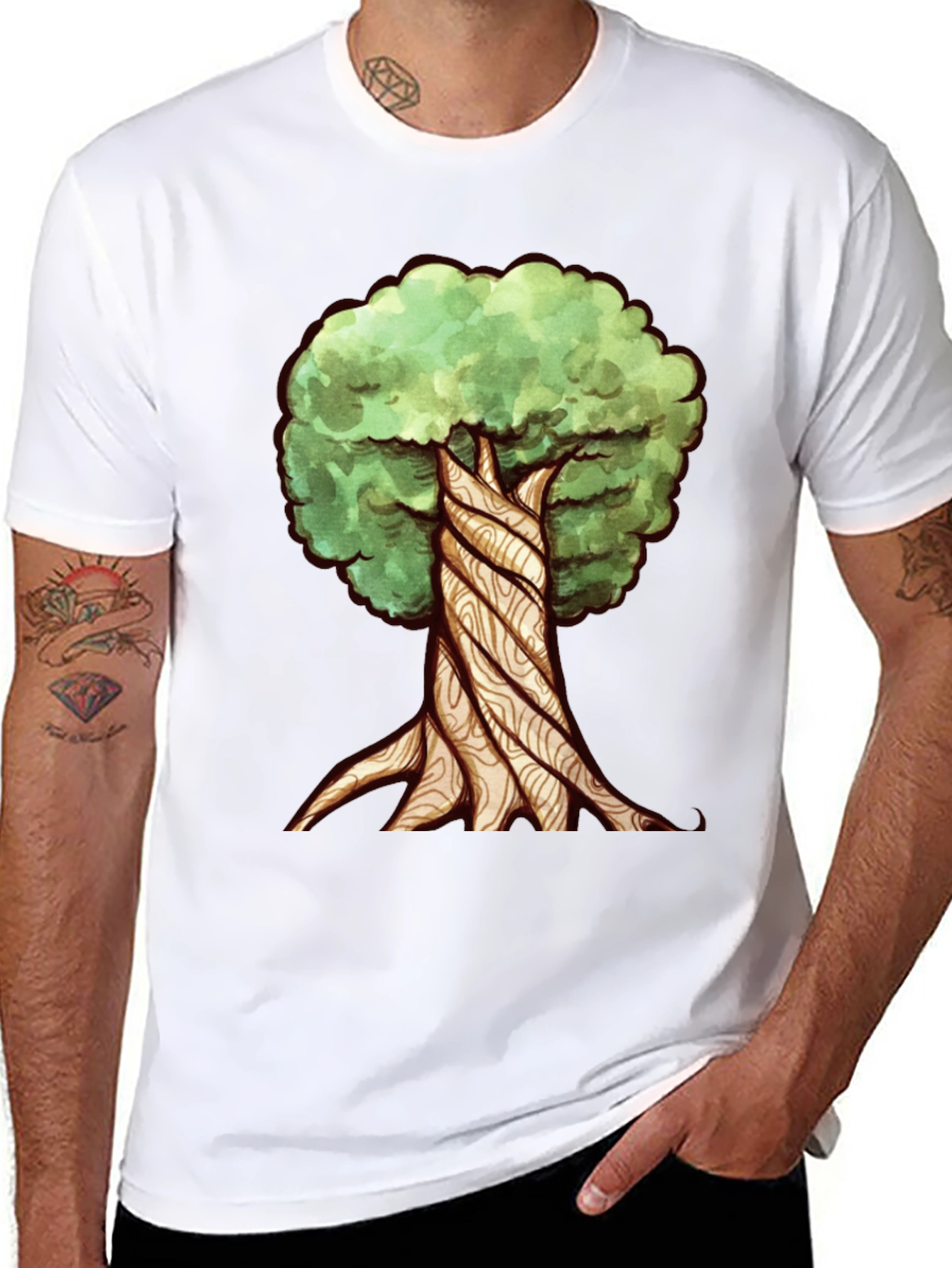Twisted Tree Graphic Tee - Nature Inspired Design