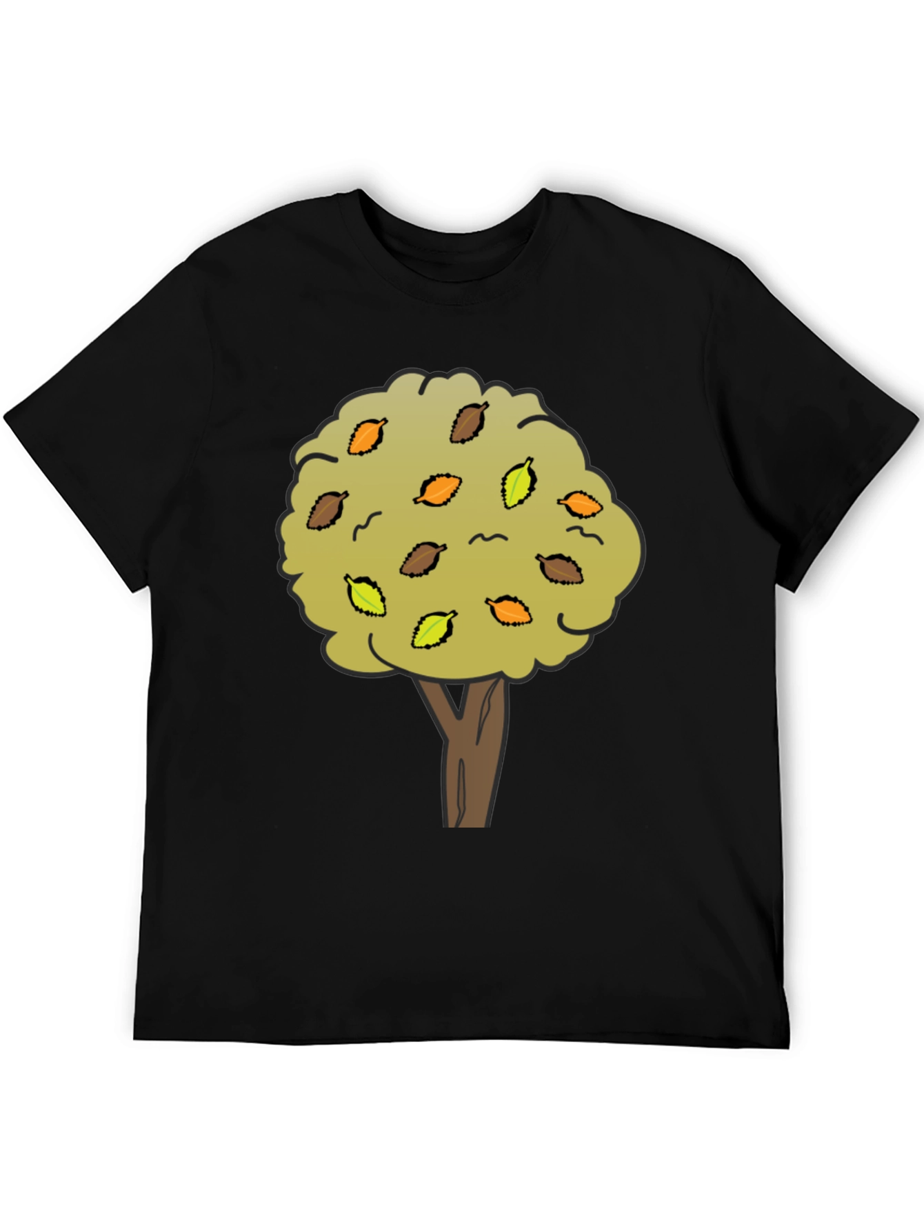 Autumn Tree Graphic Tee - Black Cotton Shirt