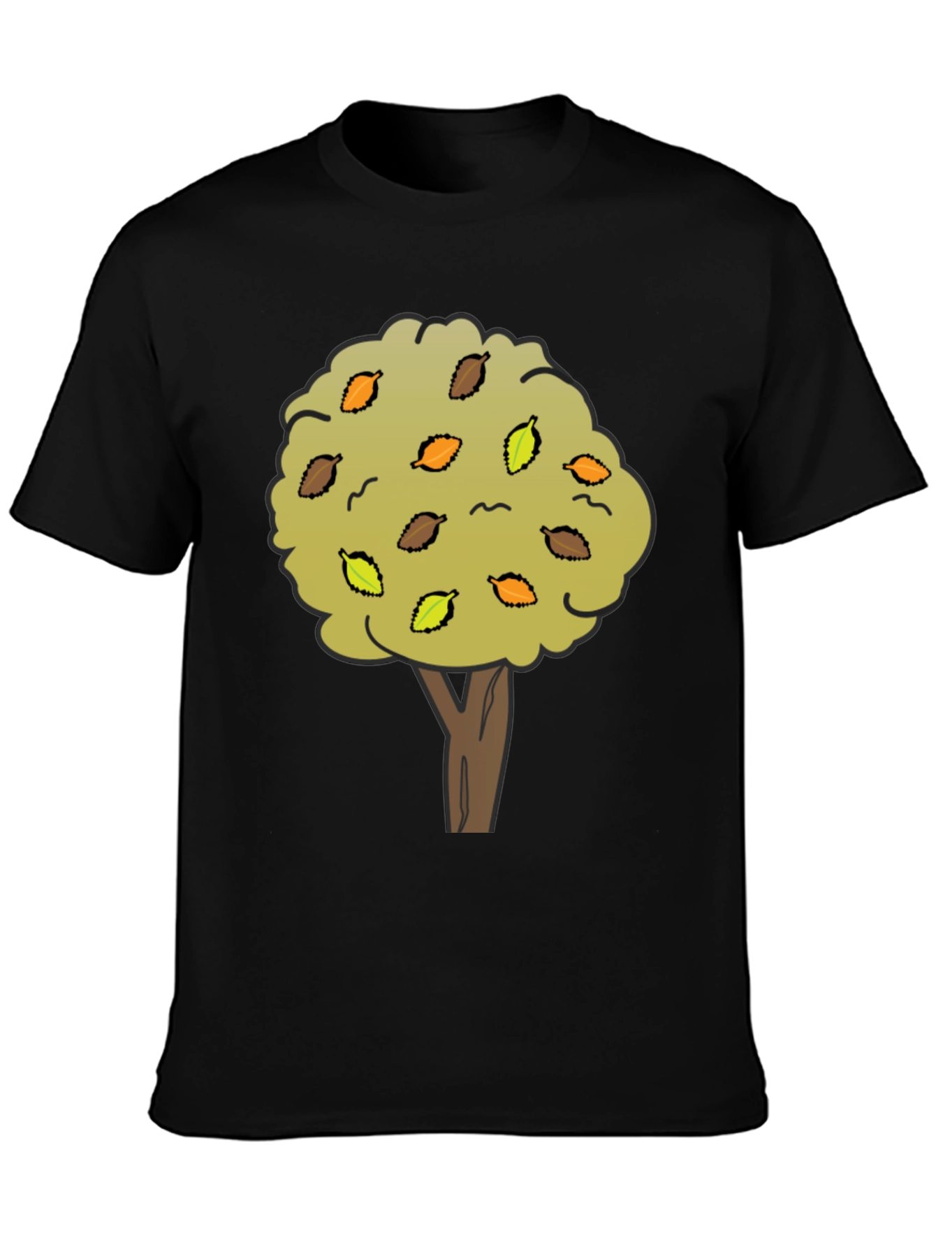 Autumn Tree Graphic Tee - Black Cotton Shirt