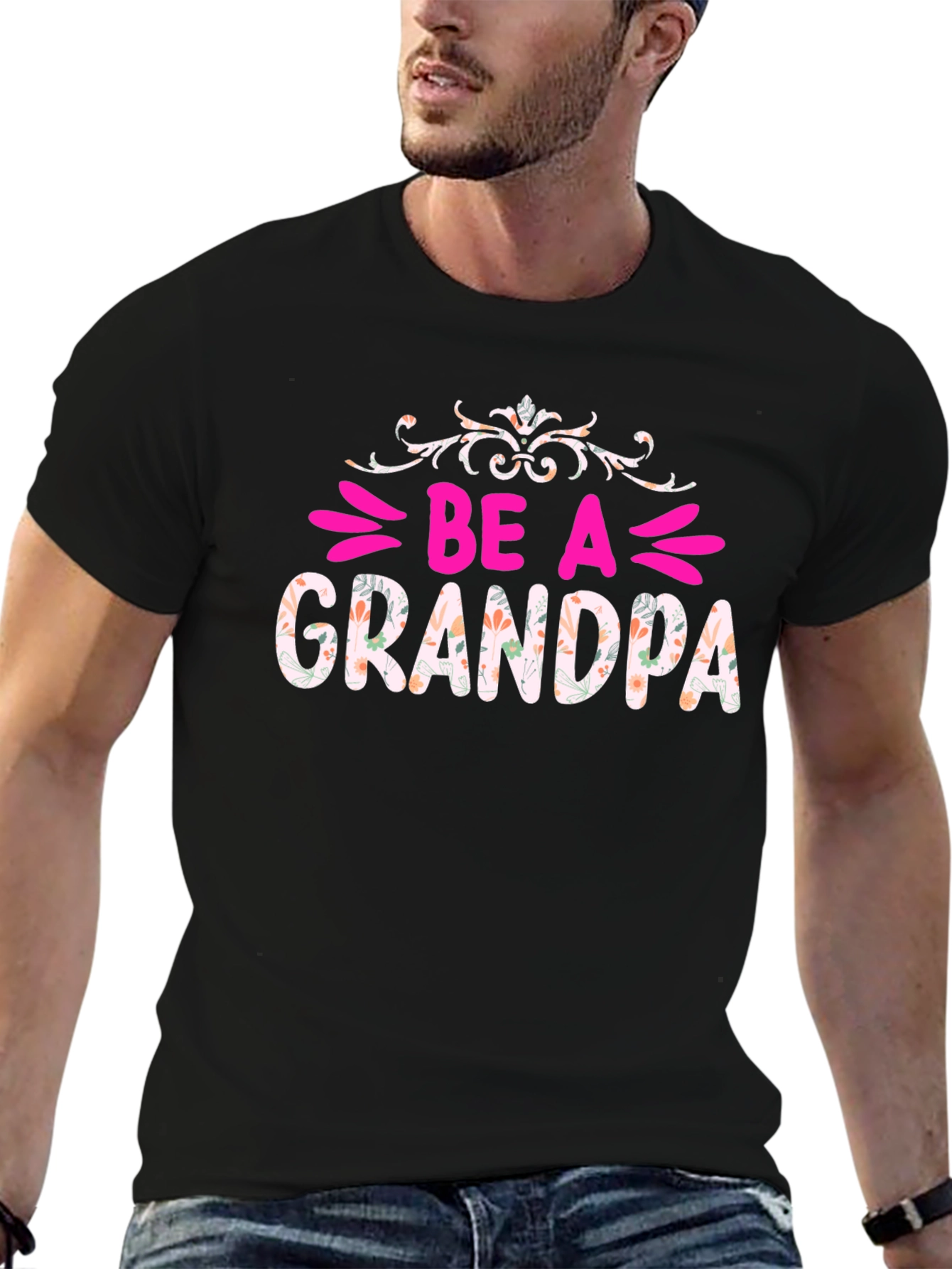 Be A Grandpa Floral Graphic Tee