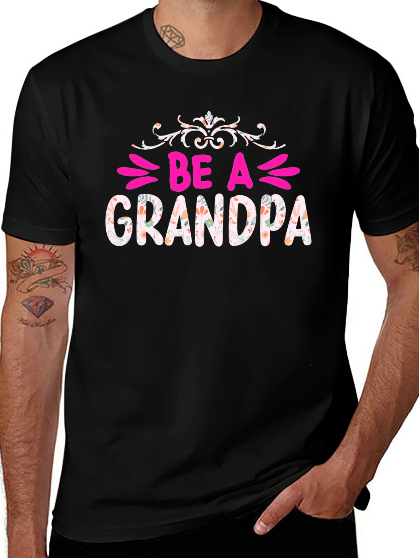 Be A Grandpa Floral Graphic Tee