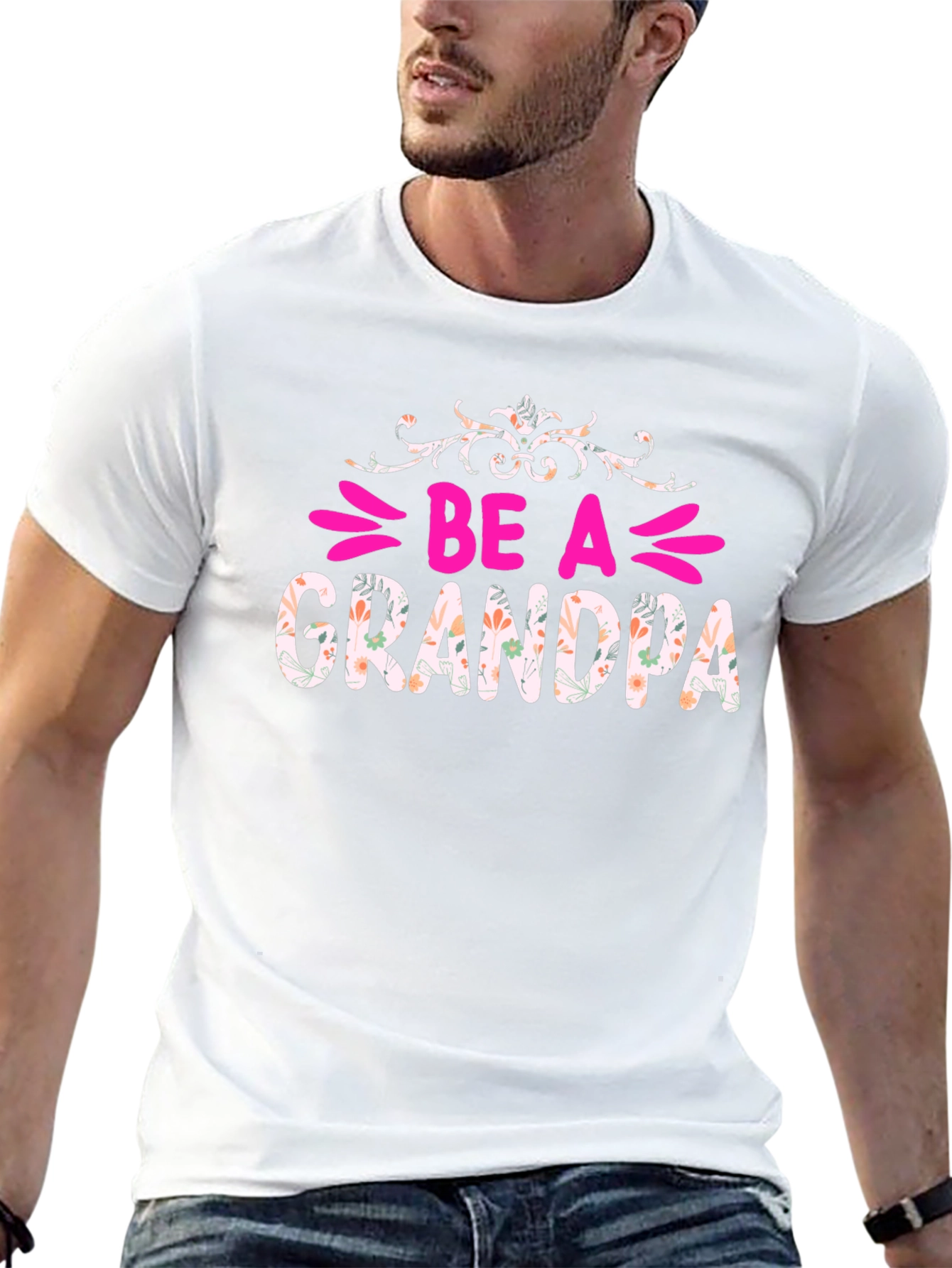 Be A Grandpa Floral Graphic Tee