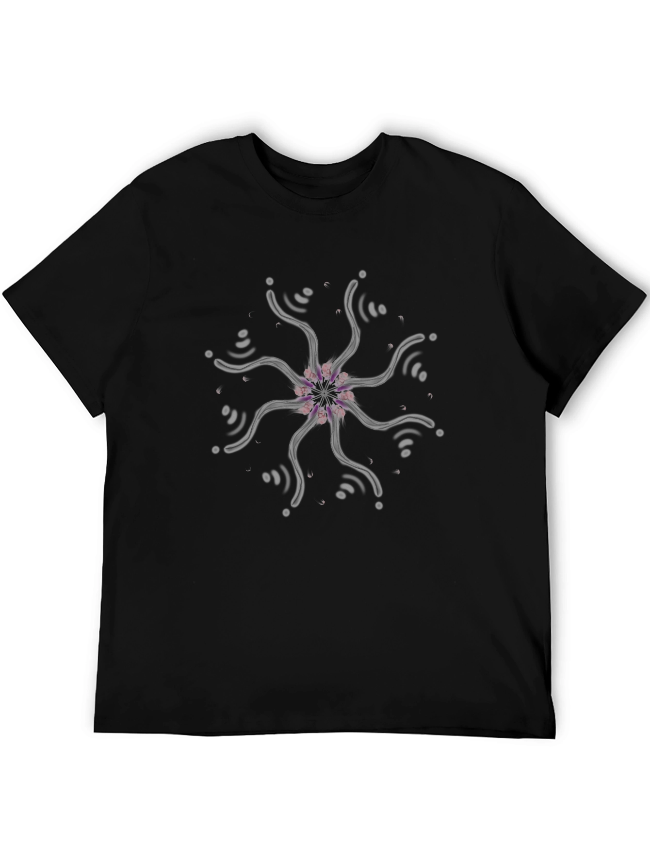 Abstract Mandala Graphic Tee - Black
