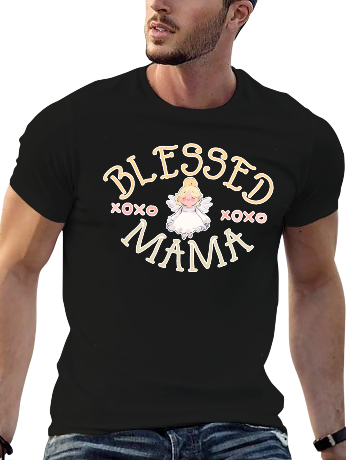 Blessed Mama Angel Graphic T-Shirt