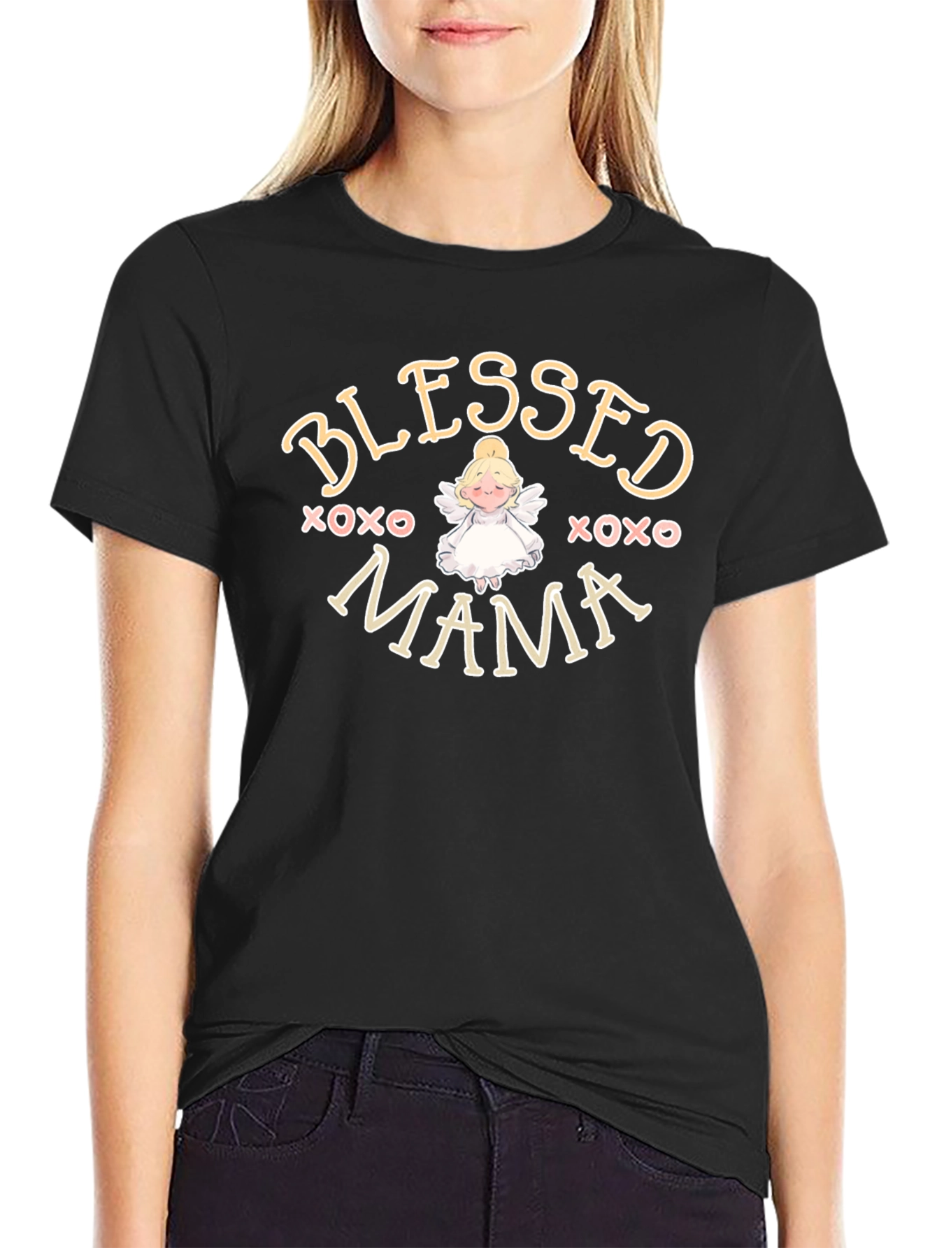 Blessed Mama Angel Graphic T-Shirt