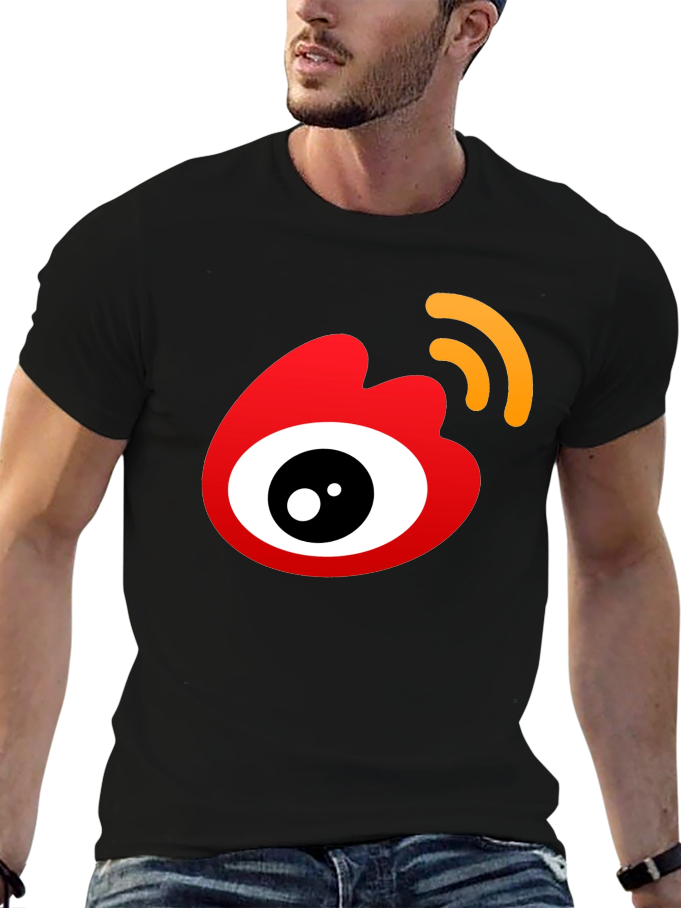 Trendy Black T-Shirt with Eye Logo