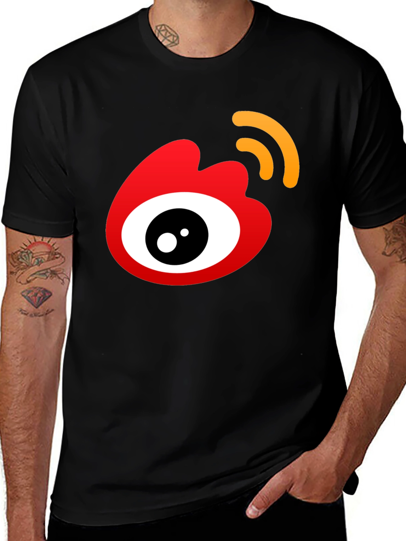 Trendy Black T-Shirt with Eye Logo