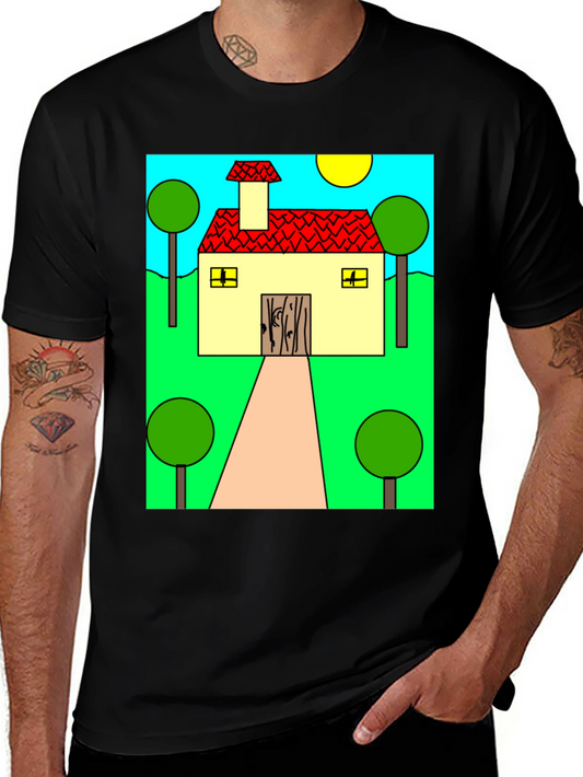 Whimsical Cartoon House Graphic Tee