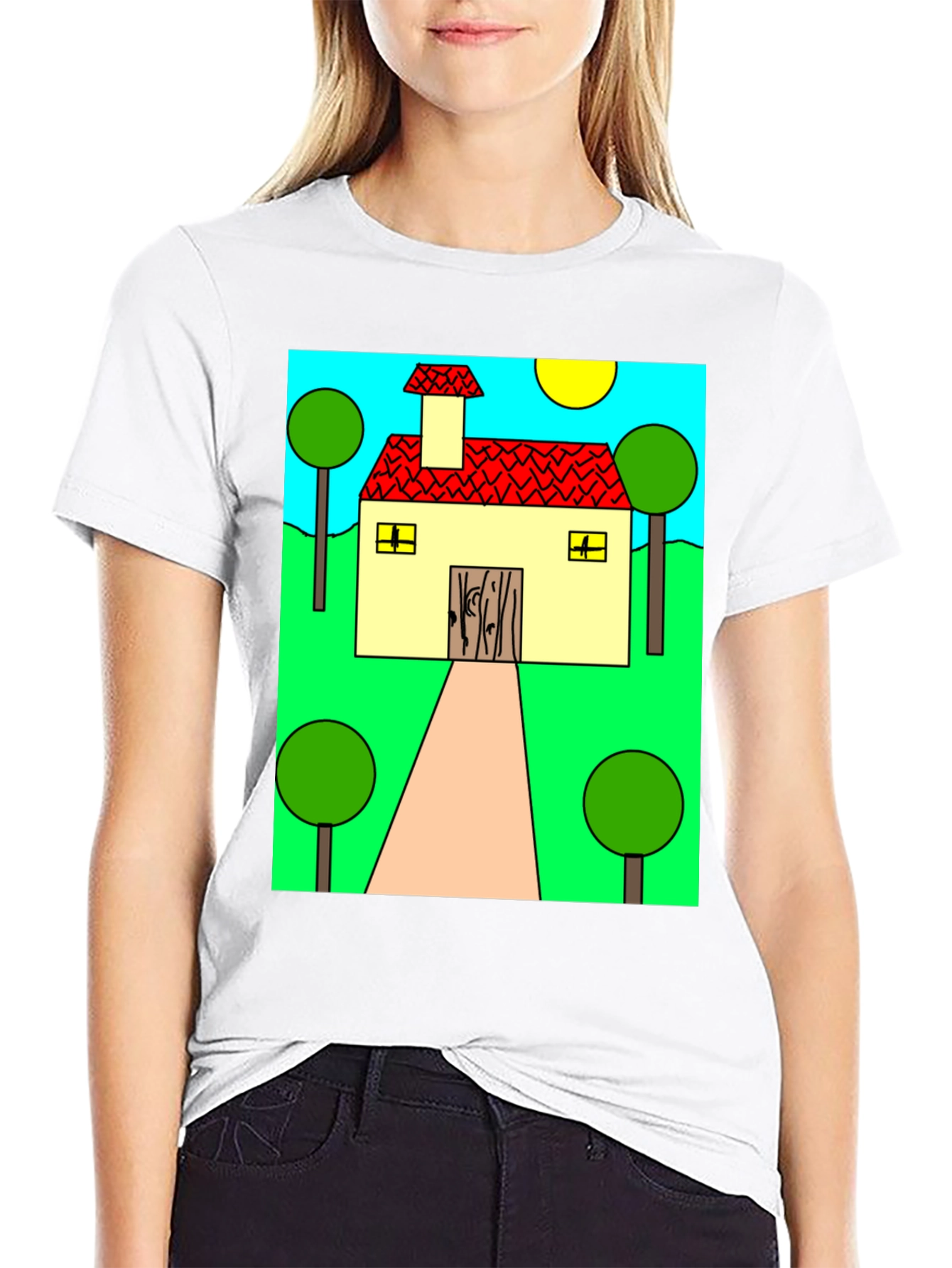Whimsical Cartoon House Graphic Tee